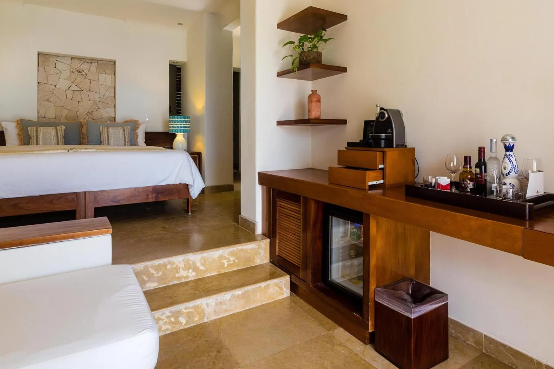 Coffee/tea facilities, Bed in Ana y Jose Tulum Hotel & Beach Club