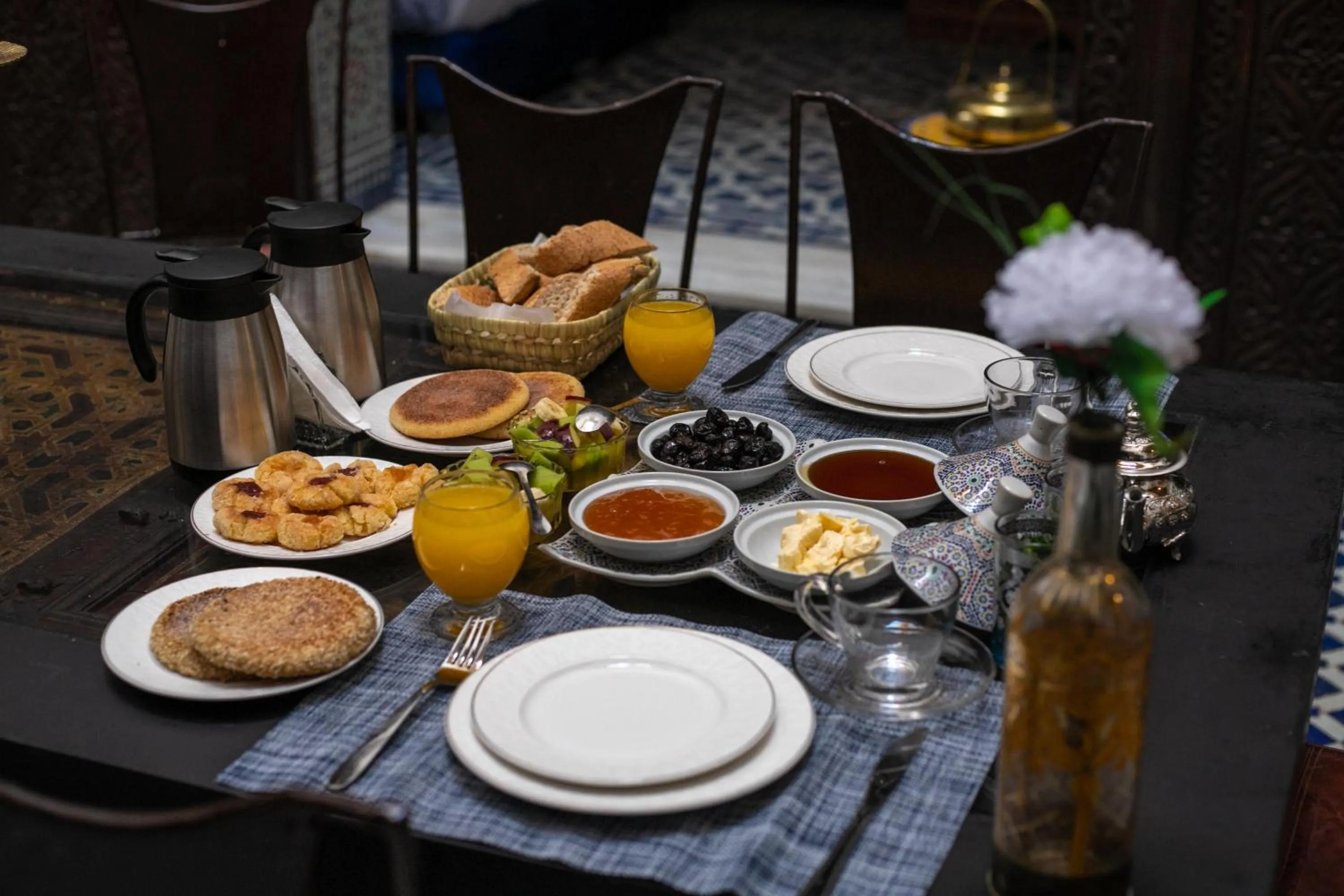 Continental breakfast in La Cheminée Bleue Fes