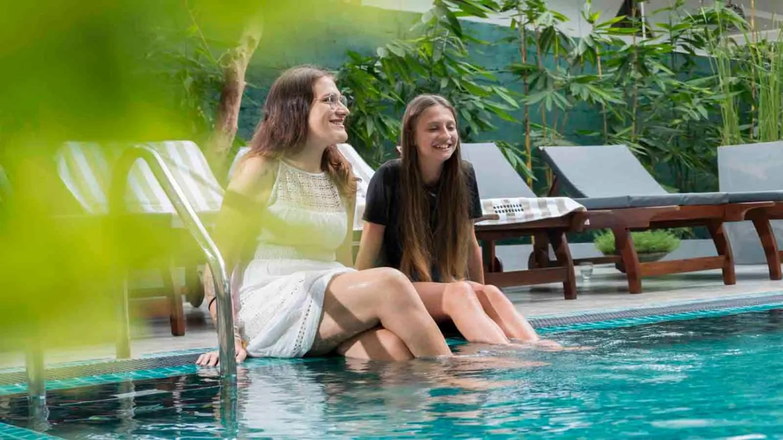 Pool view in 18 Faces with free drop off to Galle Fort by TukTuk