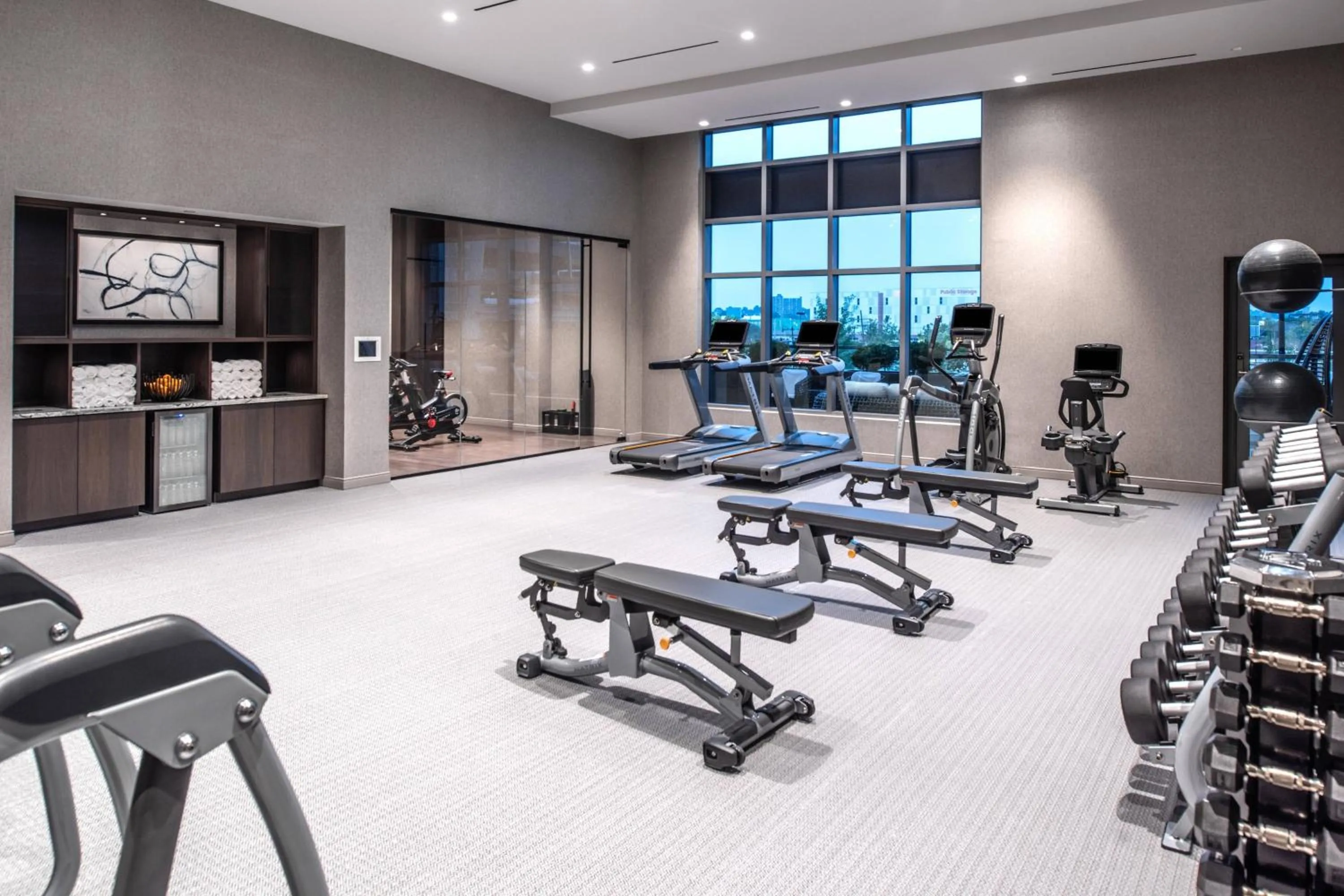 Fitness centre/facilities in The Row Hotel at Assembly Row, Autograph Collection