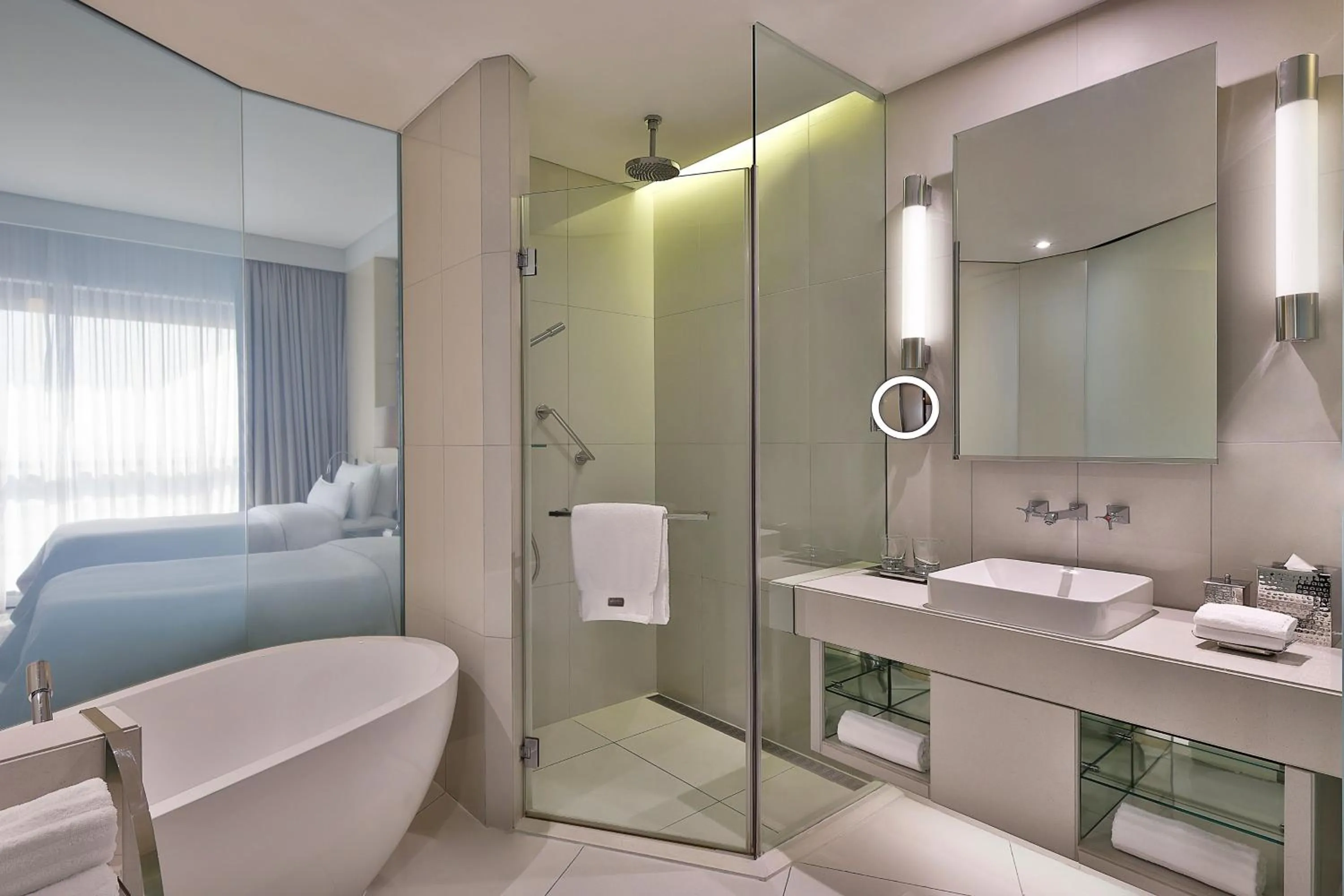 Bathroom, Bed in The Westin City Centre Bahrain