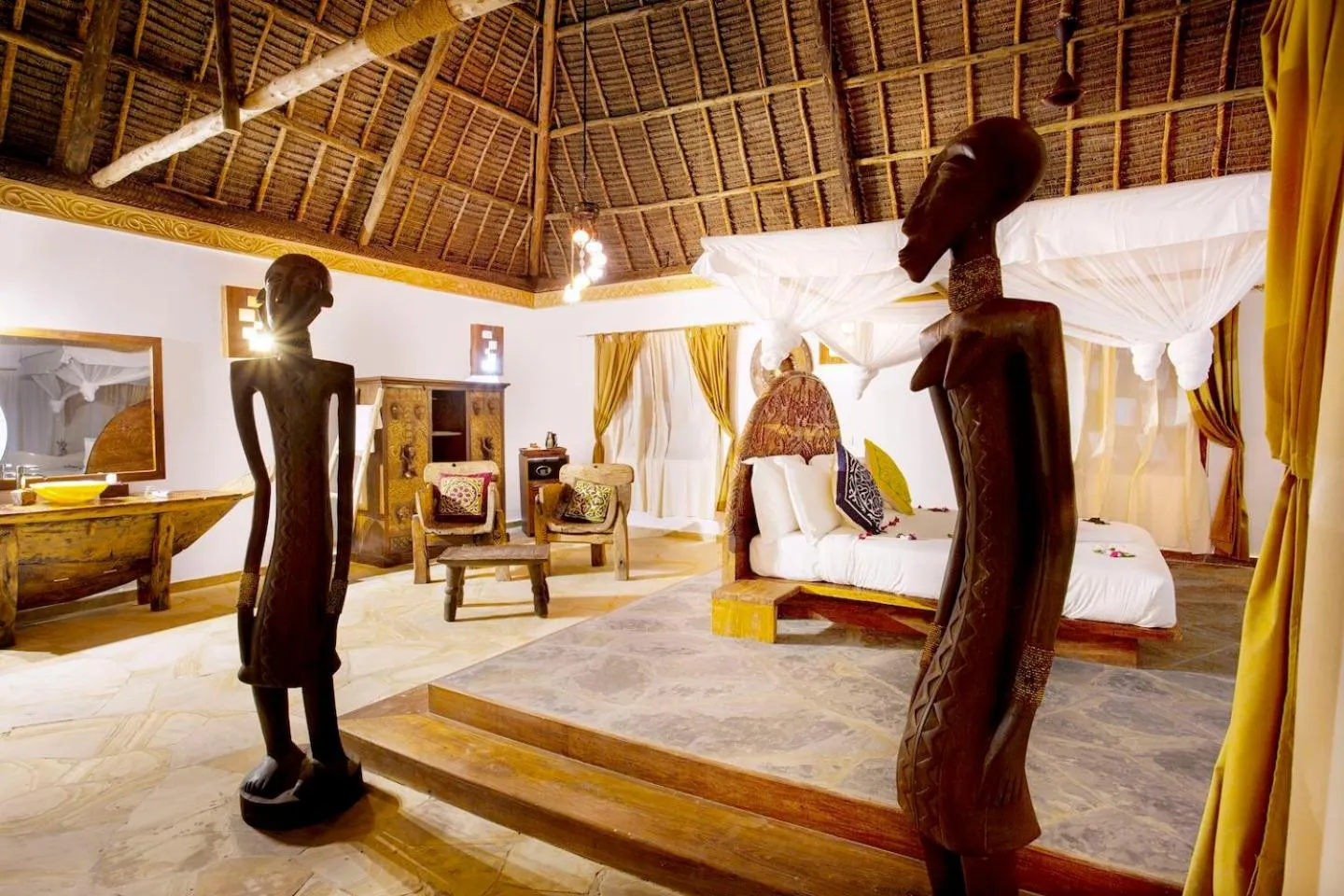 Living room, Bed in The Island - Pongwe Lodge