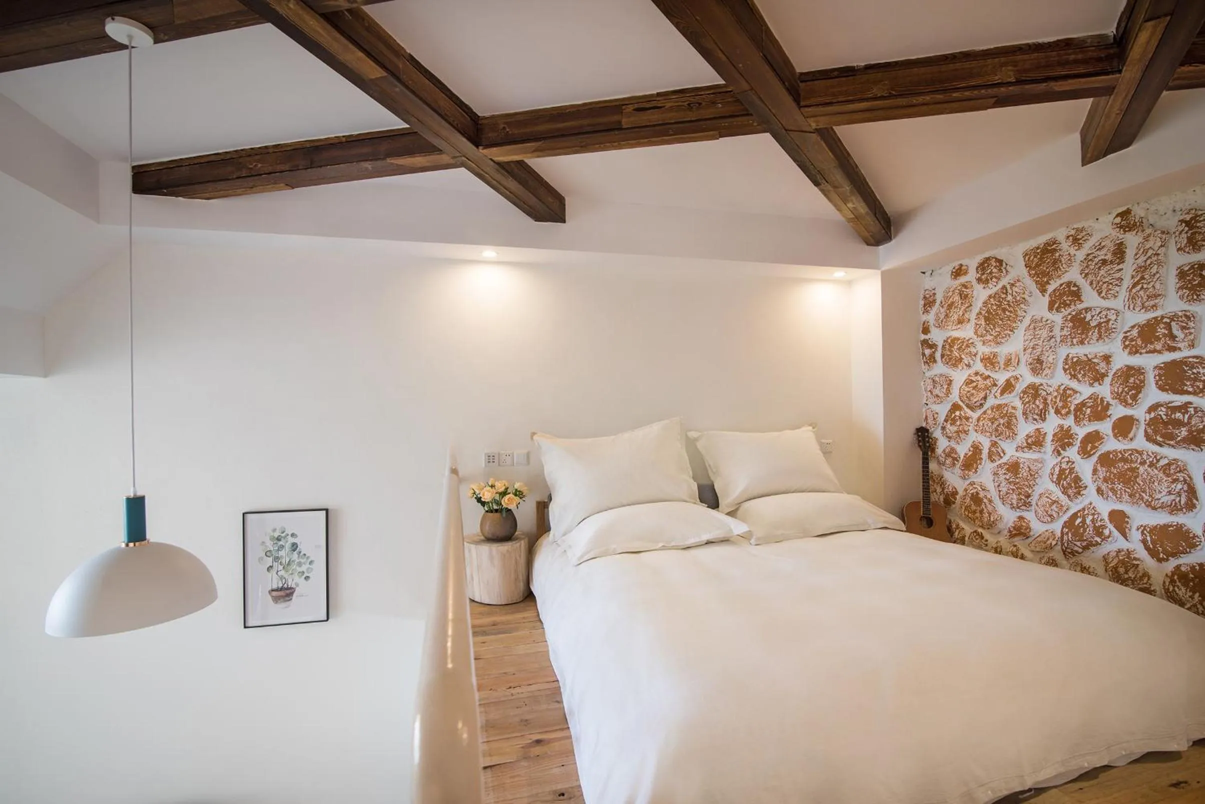 Bed in Yuanshanqing·Stone Hill Seaview Guesthouse