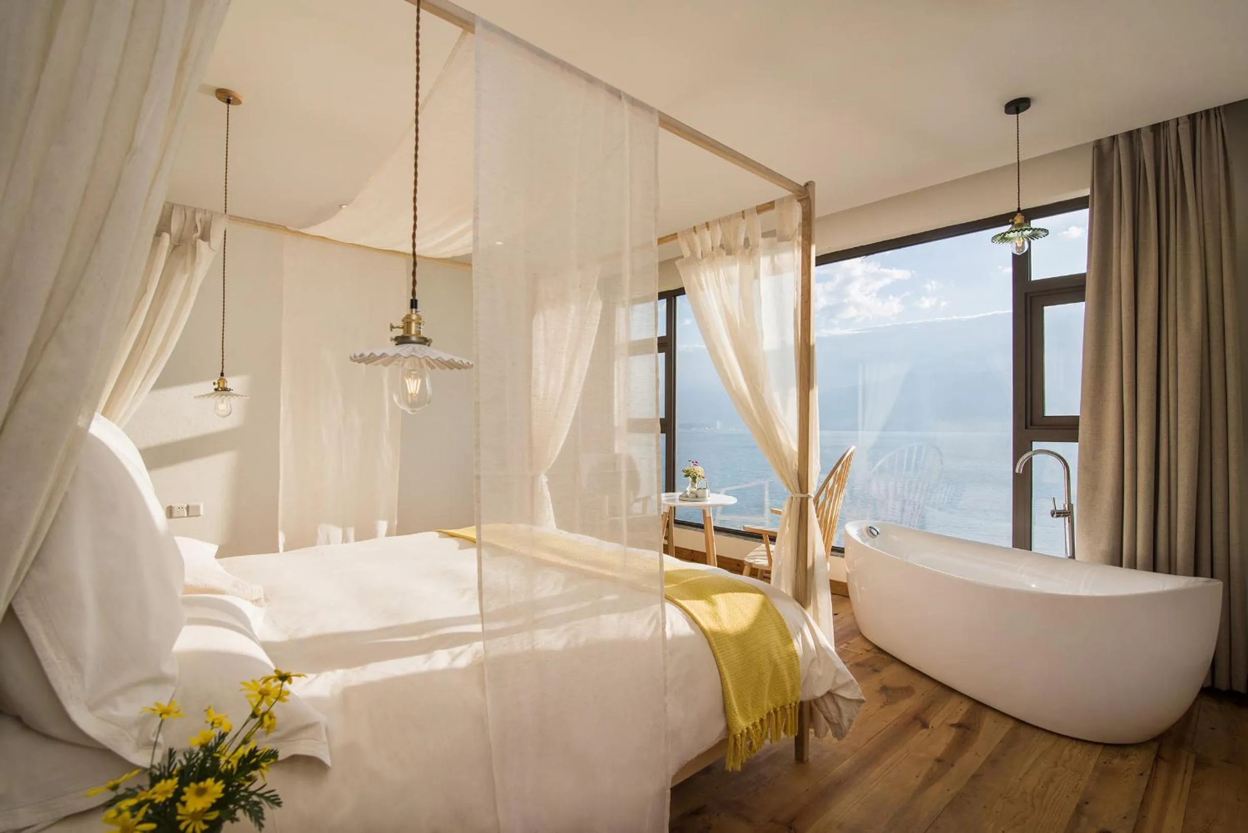 Bed in Yuanshanqing·Stone Hill Seaview Guesthouse