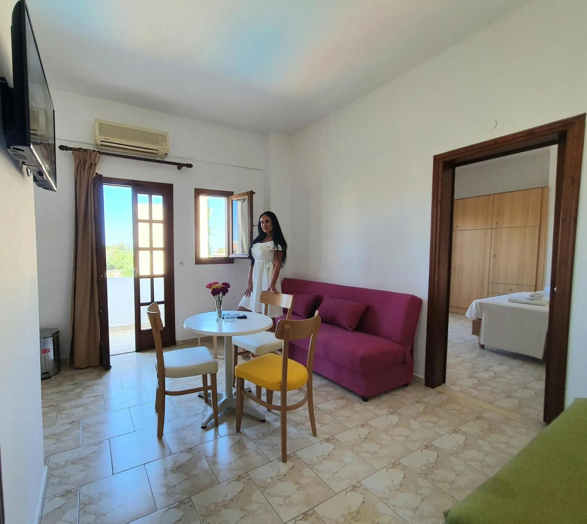 People, Bed in Arhodiko Hotel