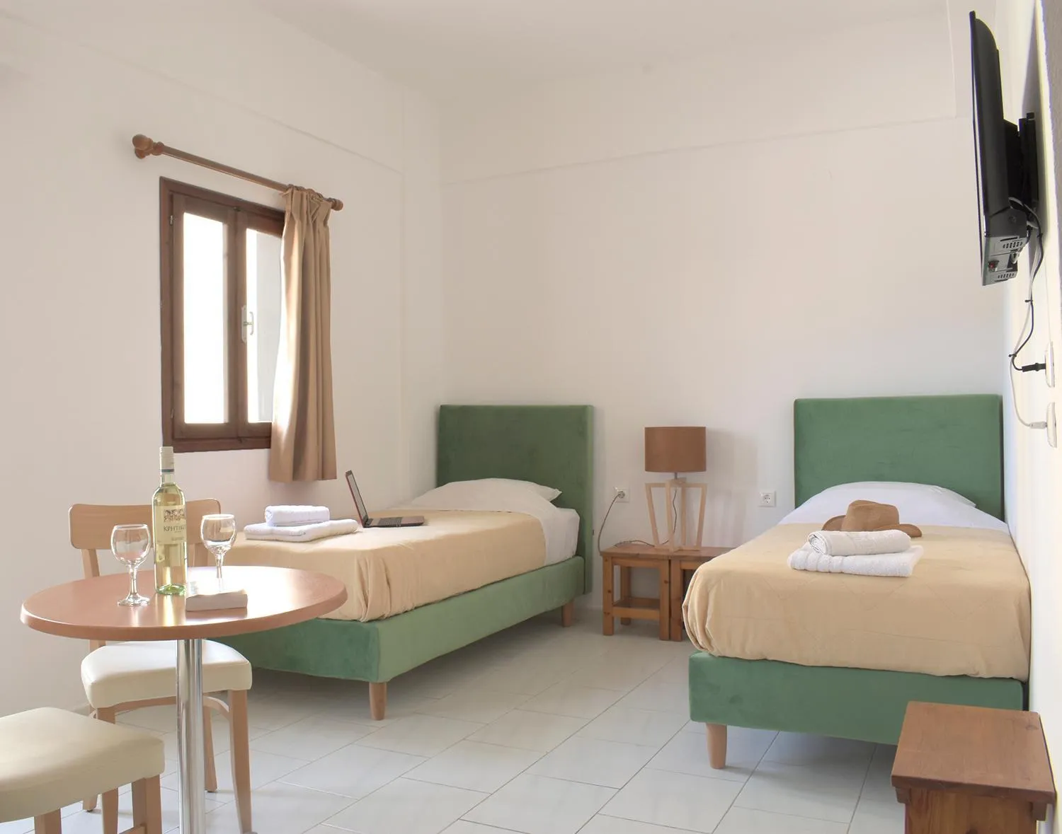 Bed in Arhodiko Hotel