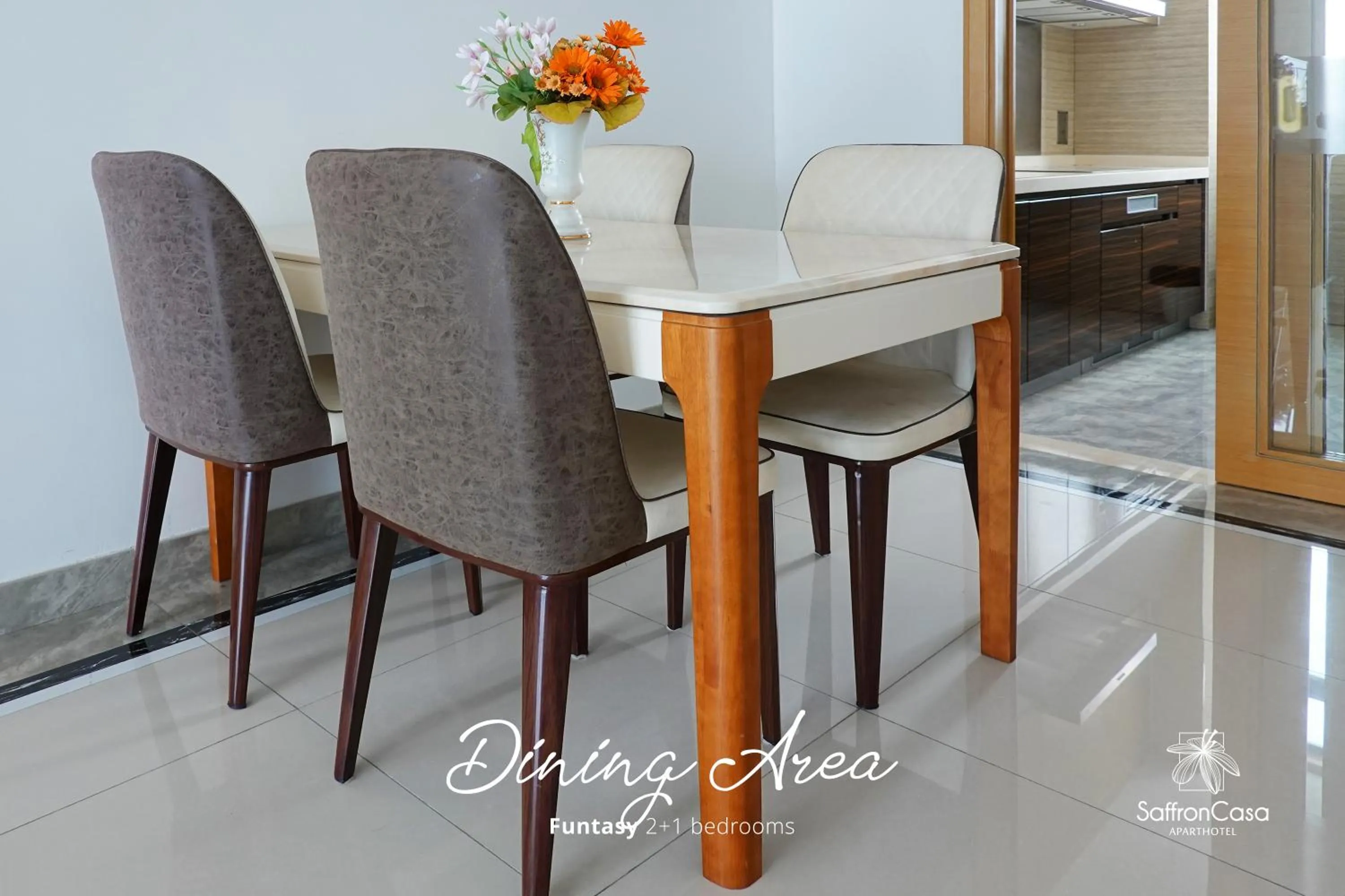 Dining area in R&F Princess Cove JB By SaffronCasa JB