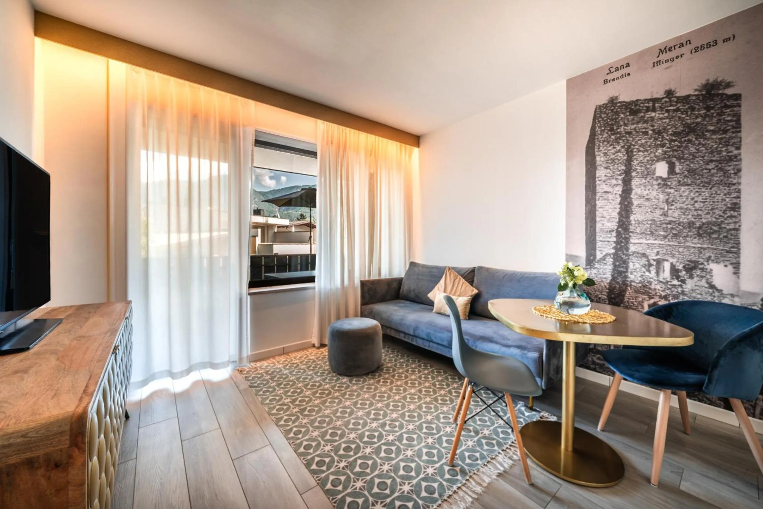 Living room in goldfinger + suites