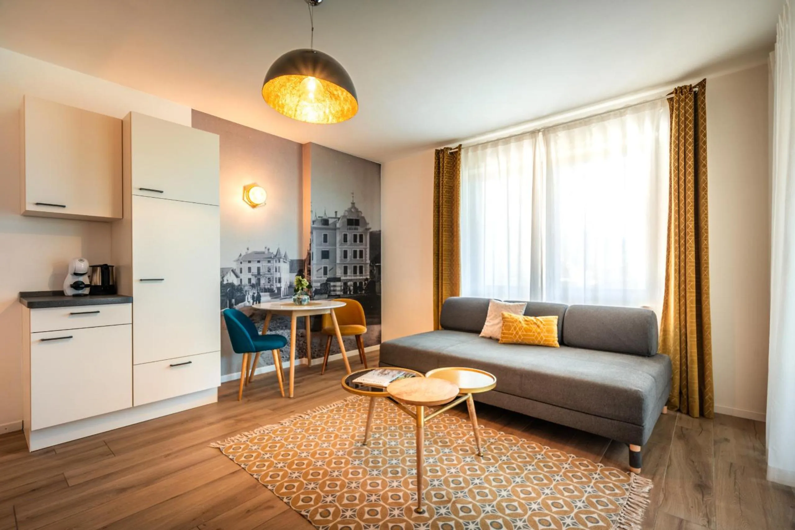 Living room in goldfinger + suites