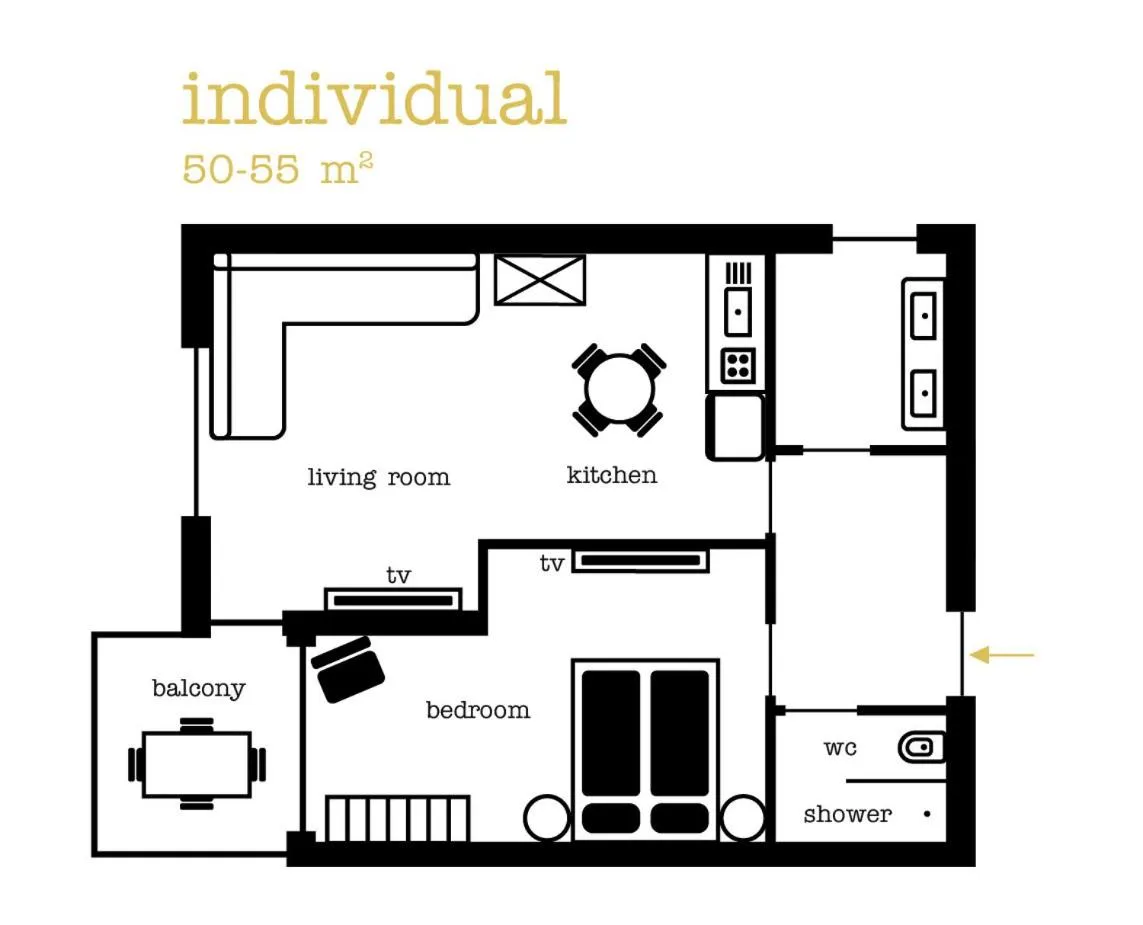 Floor plan in goldfinger + suites