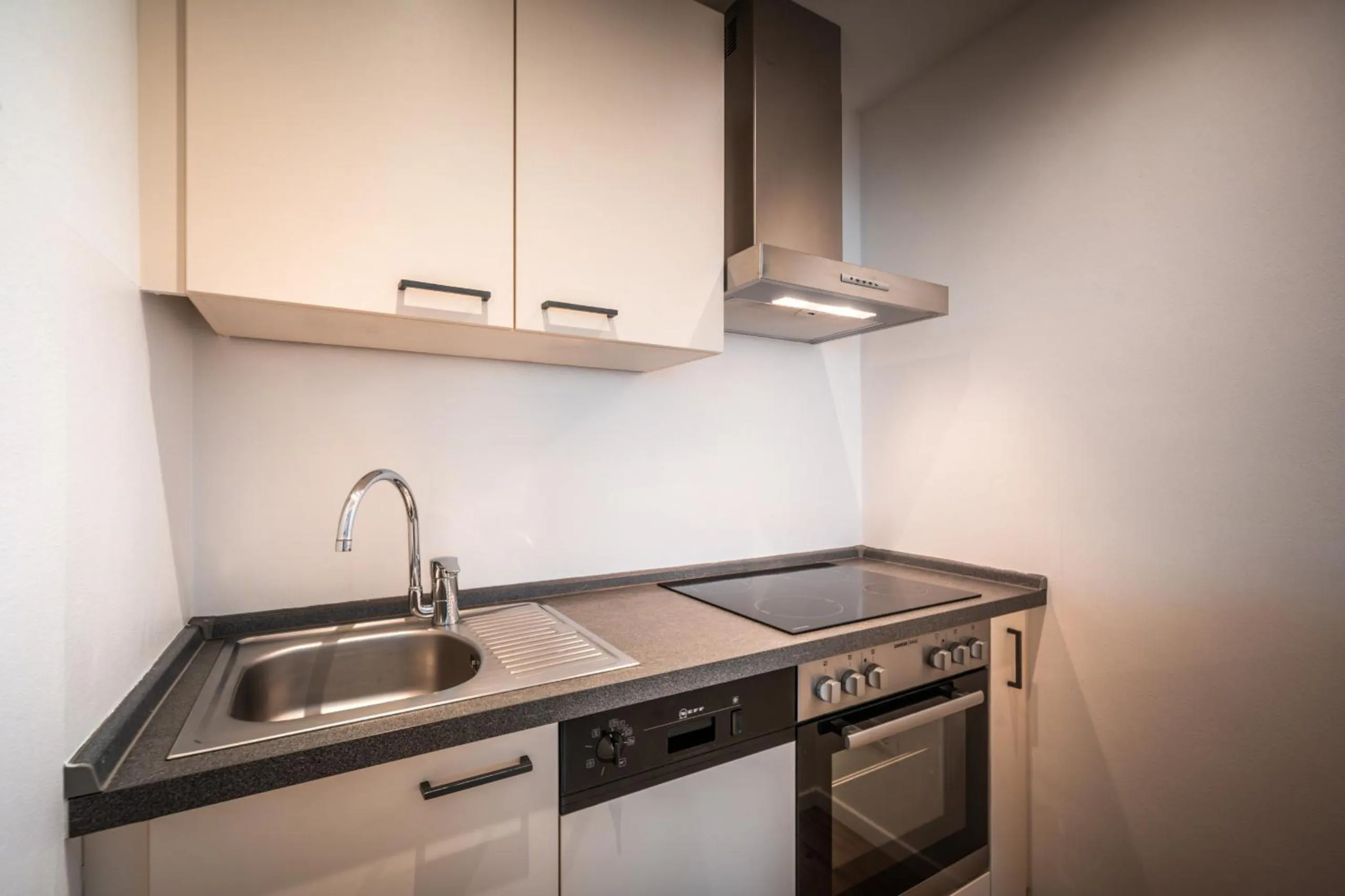 Kitchen or kitchenette in goldfinger + suites