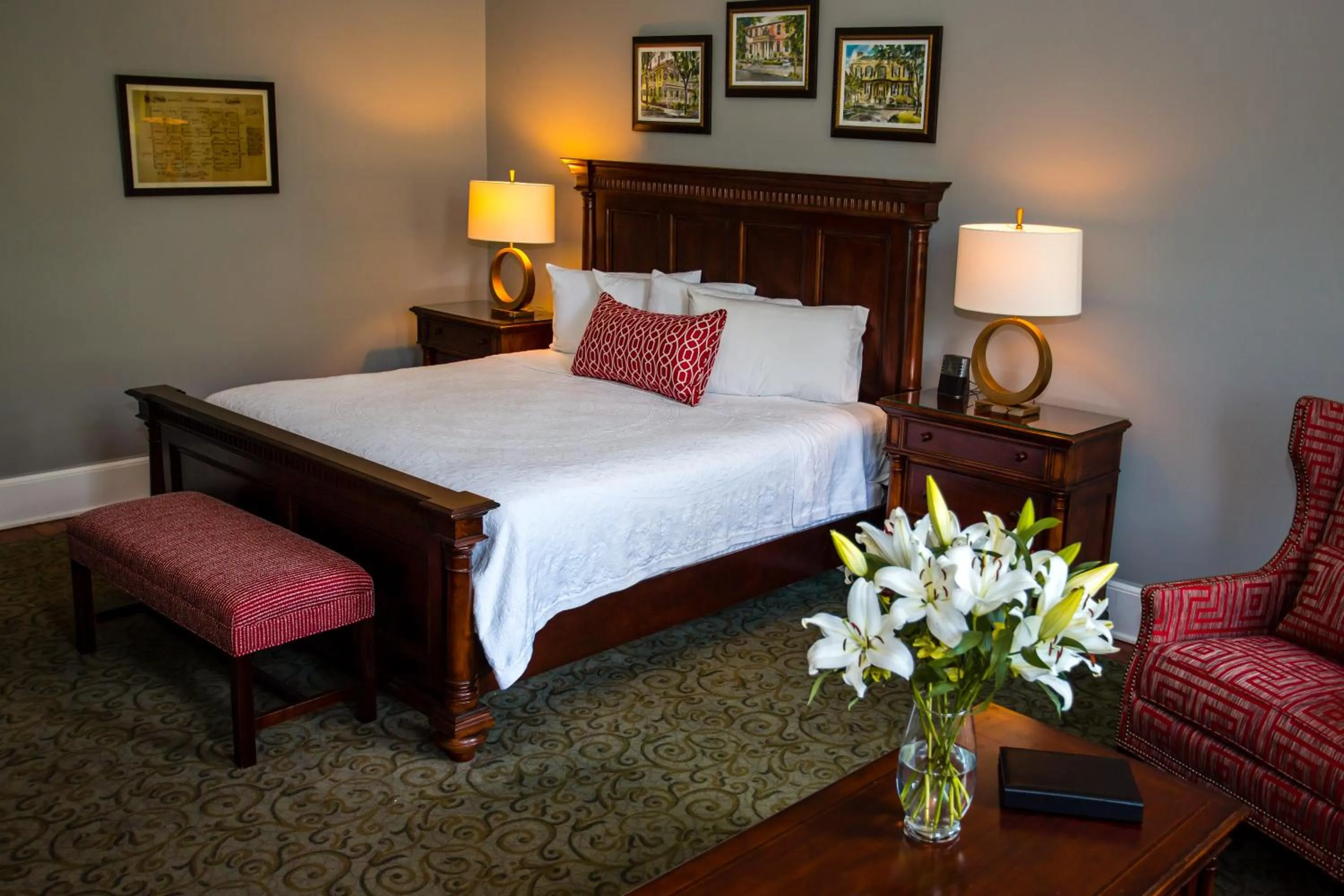 Bed in East Bay Inn, Historic Inns of Savannah Collection