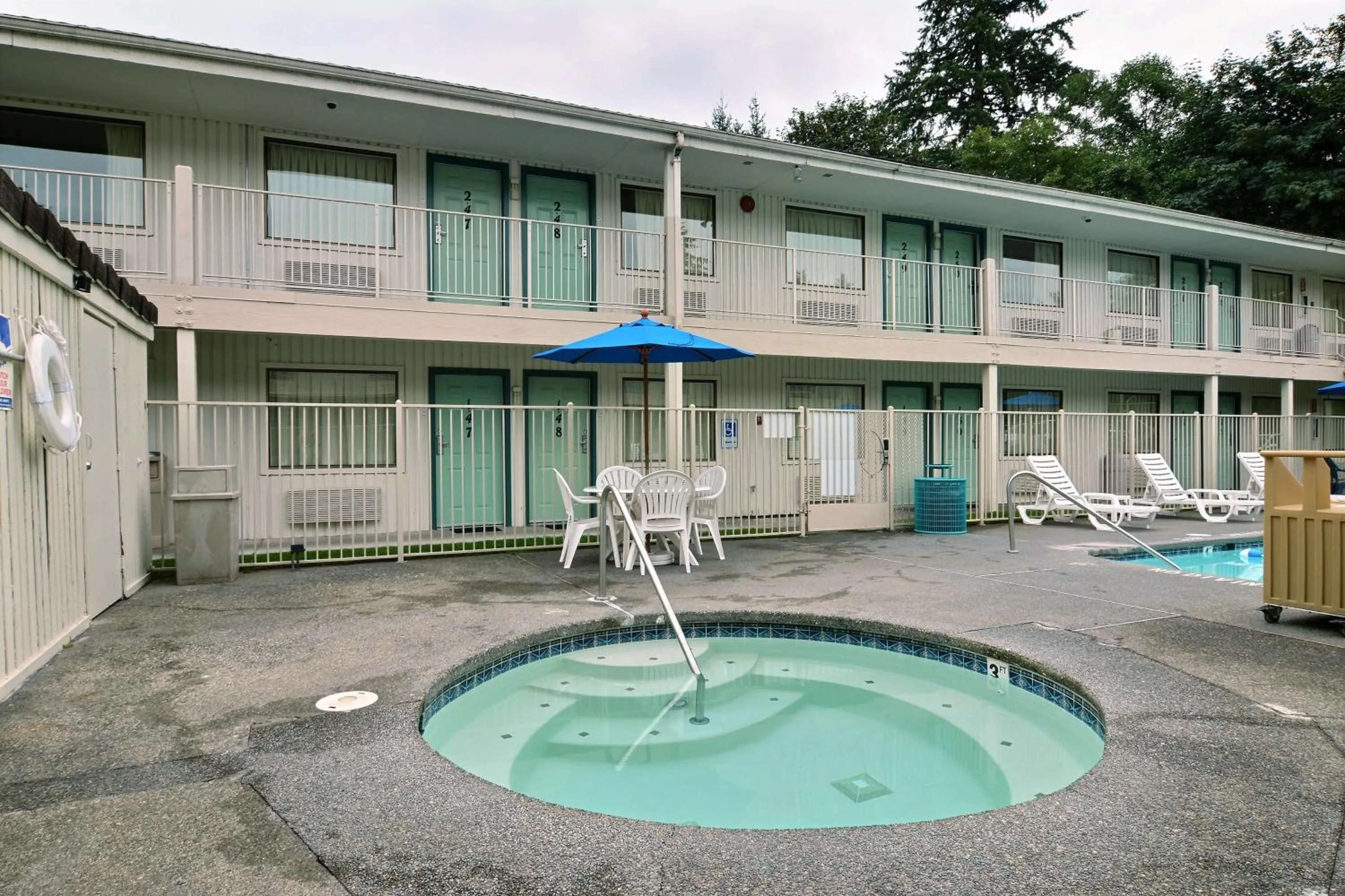 Pool view in Motel 6-Seattle, WA - South