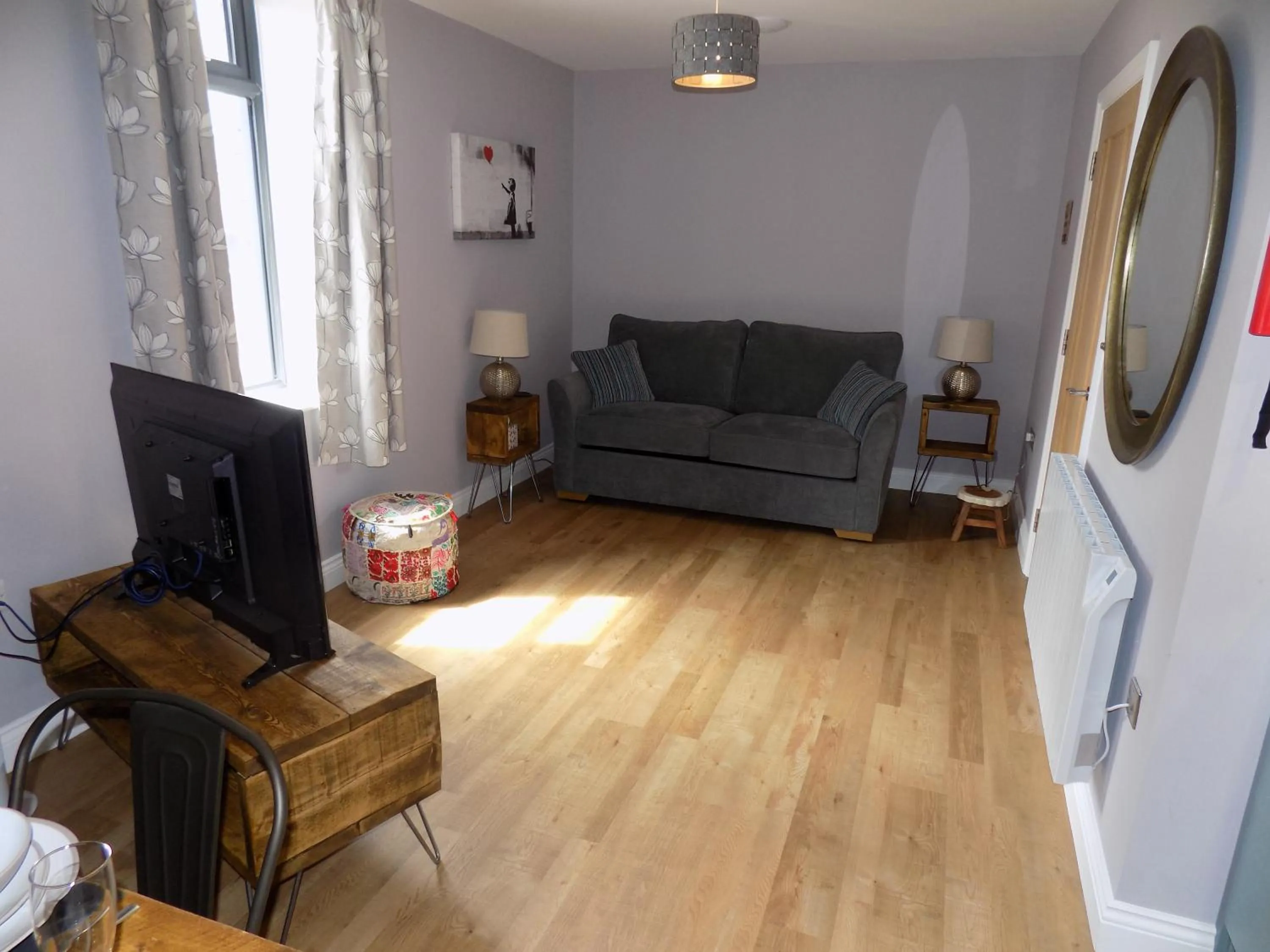 Living room in The Old Wool House Apartments