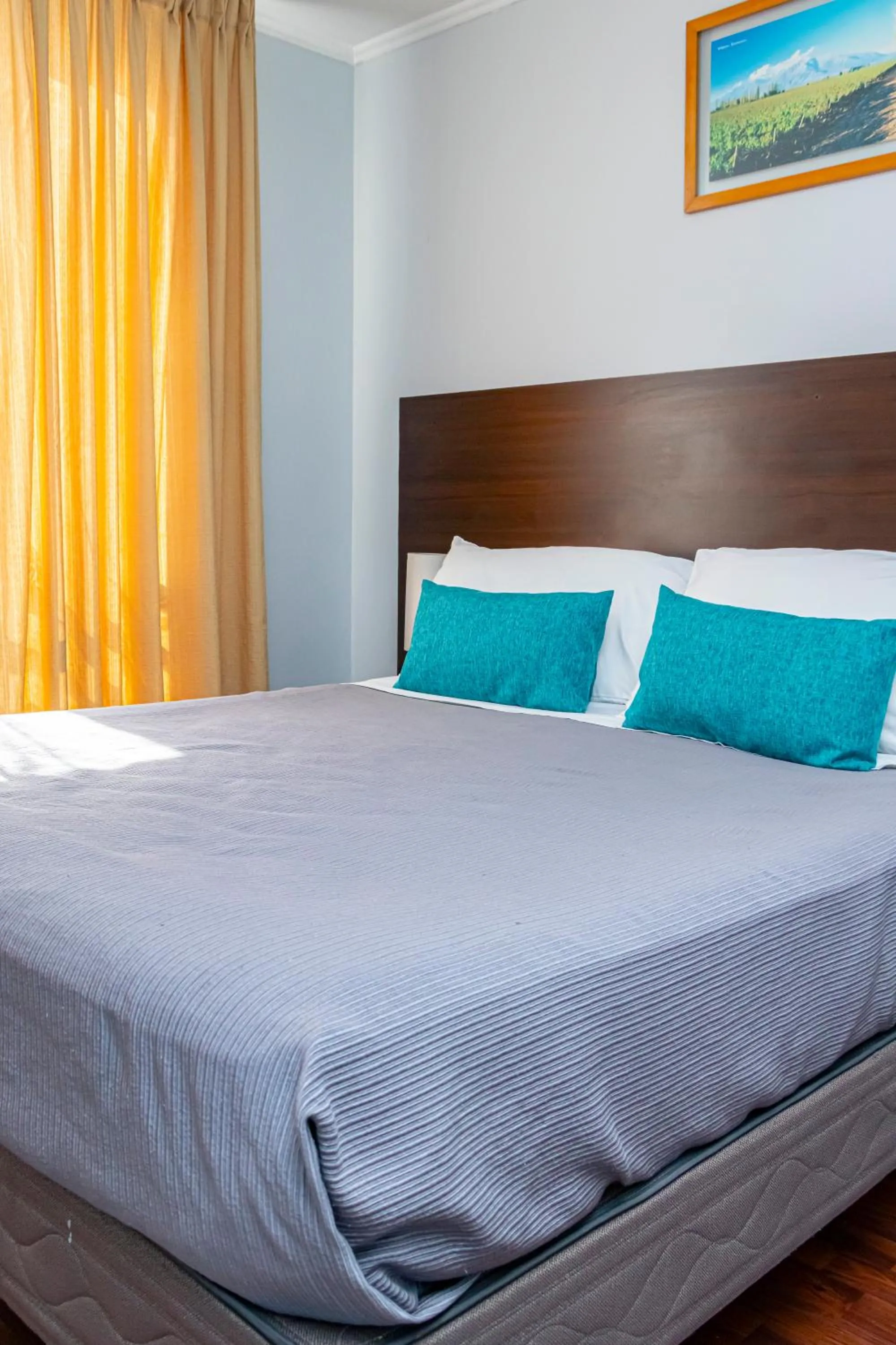 Bedroom, Bed in Departamentos Amoblados Torre Tagle