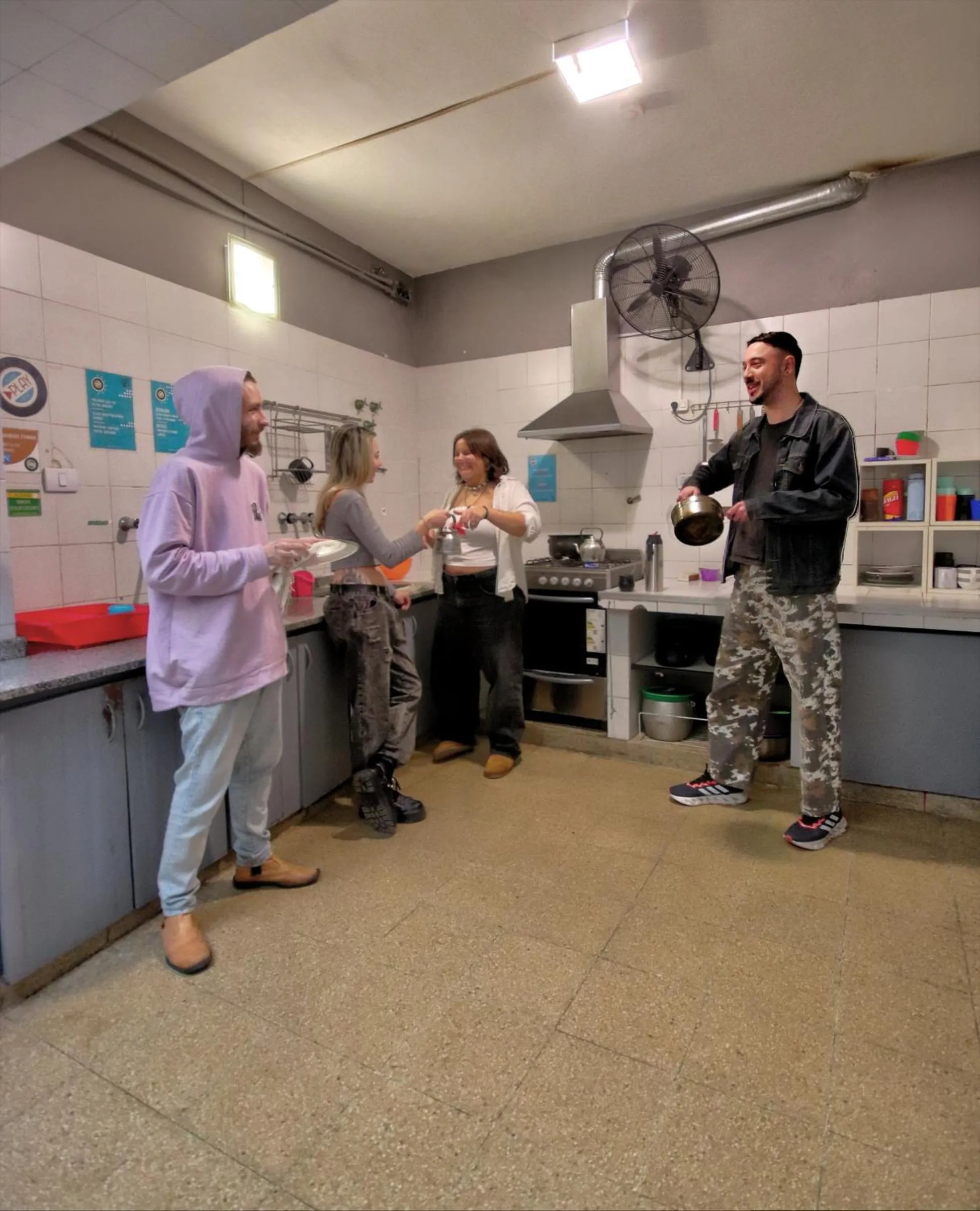Communal kitchen in Play Hostel Soho