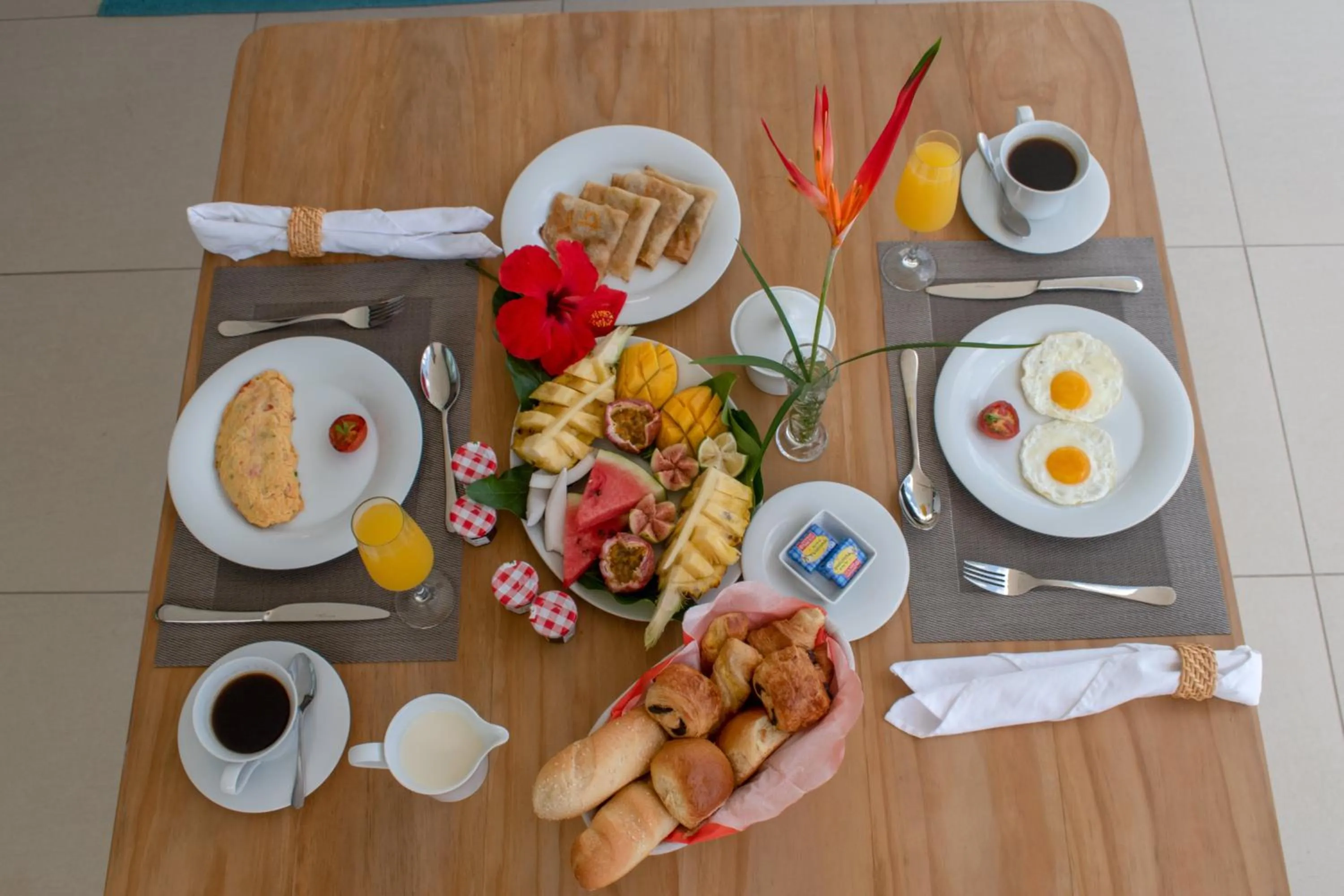 Continental breakfast in Bon Azur Beachfront Suites & Penthouses by LOV Mauritius