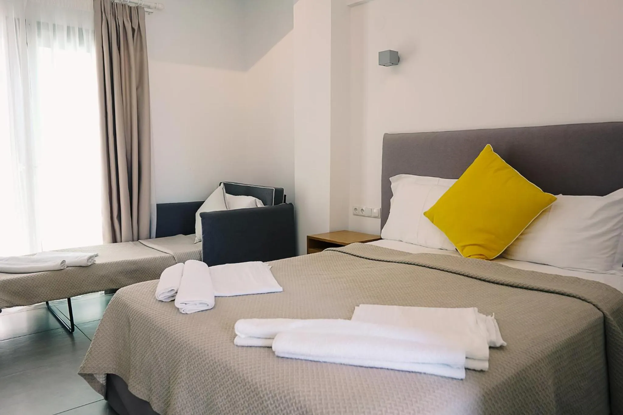 Bed in Stavros Beach Hotel