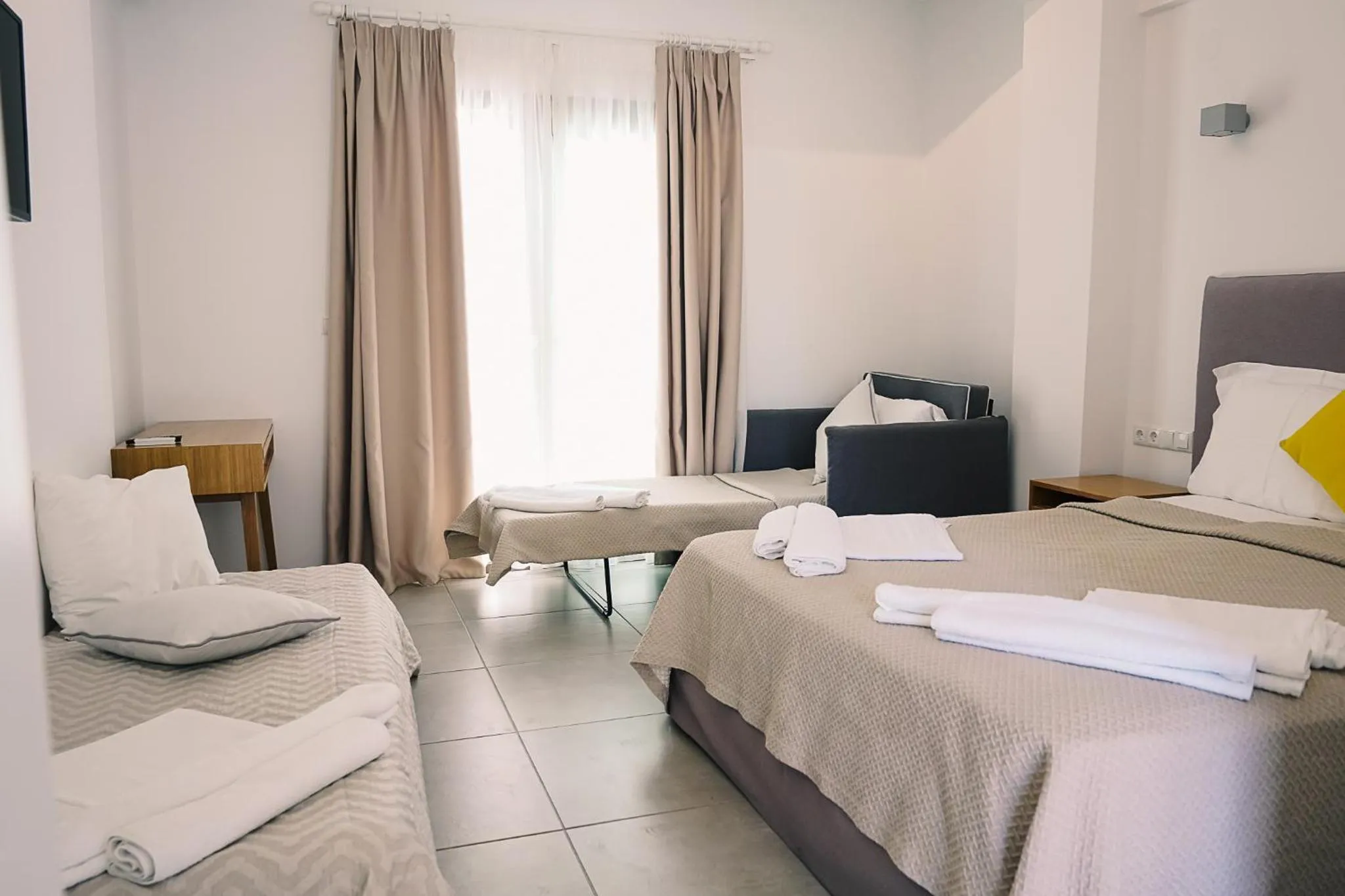 Bed in Stavros Beach Hotel