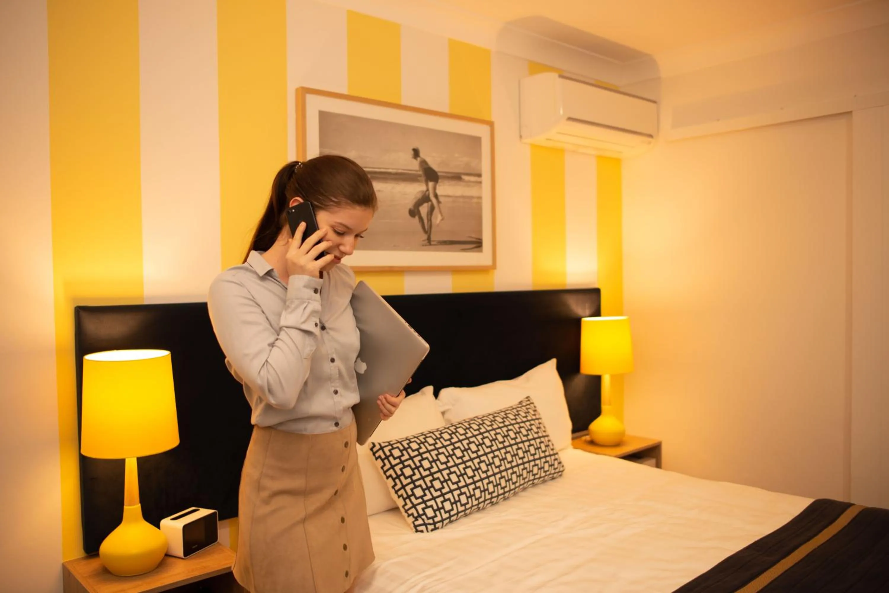 View (from property/room), Bed in Blue Heron Boutique Motel