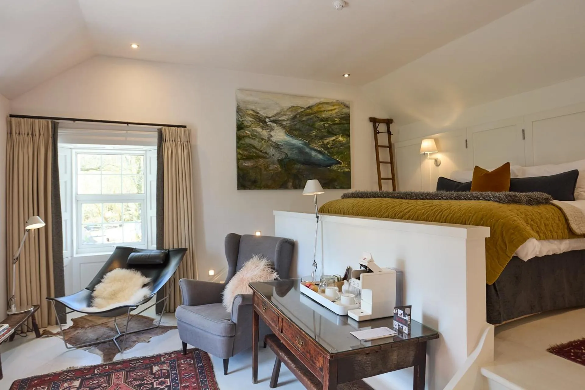 Coffee/tea facilities, Bed in Monachyle Mhor Hotel