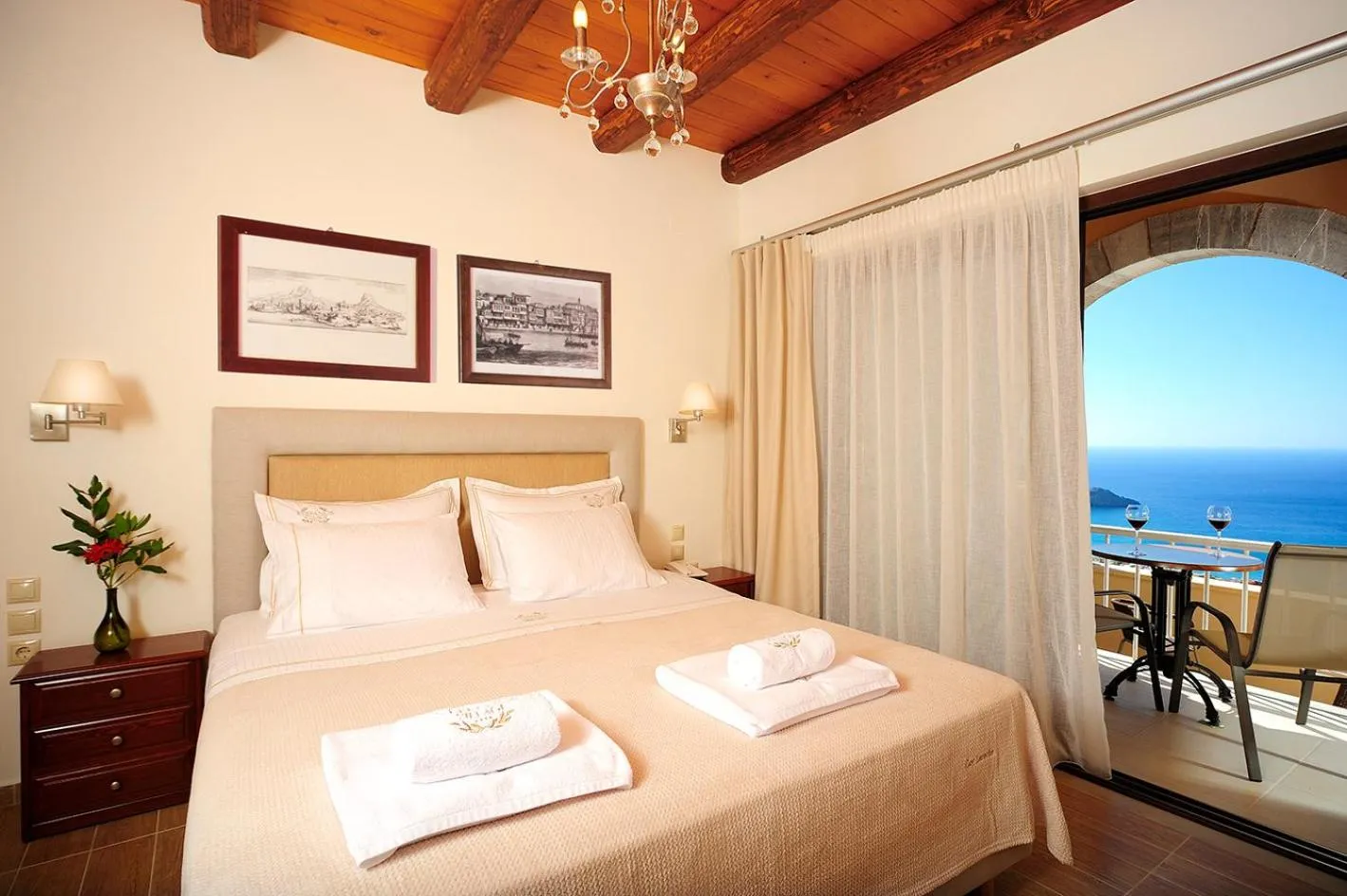 Balcony/Terrace, Bed in Stefanos Village Hotel