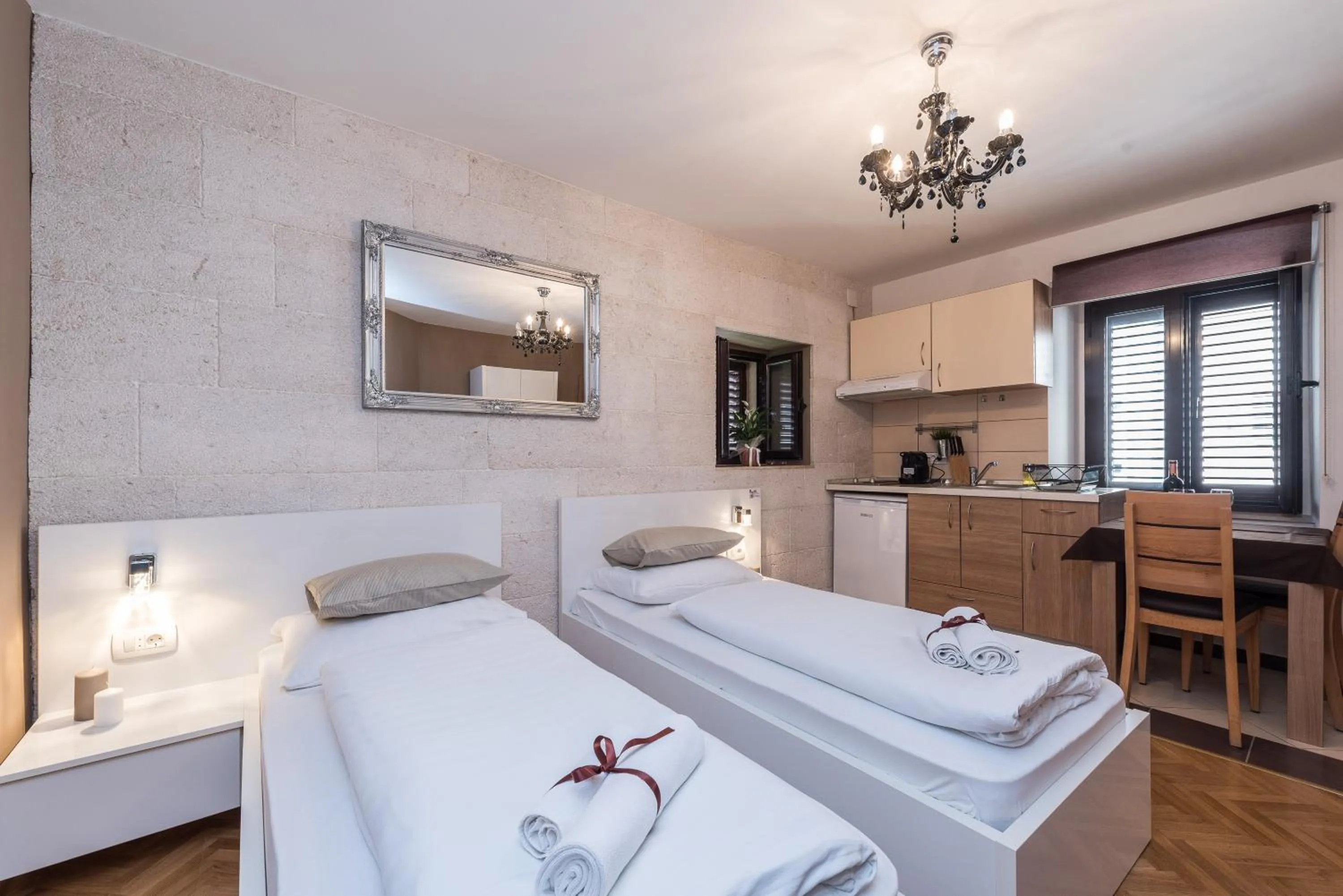 Coffee/tea facilities, Bed in Apartments Donat