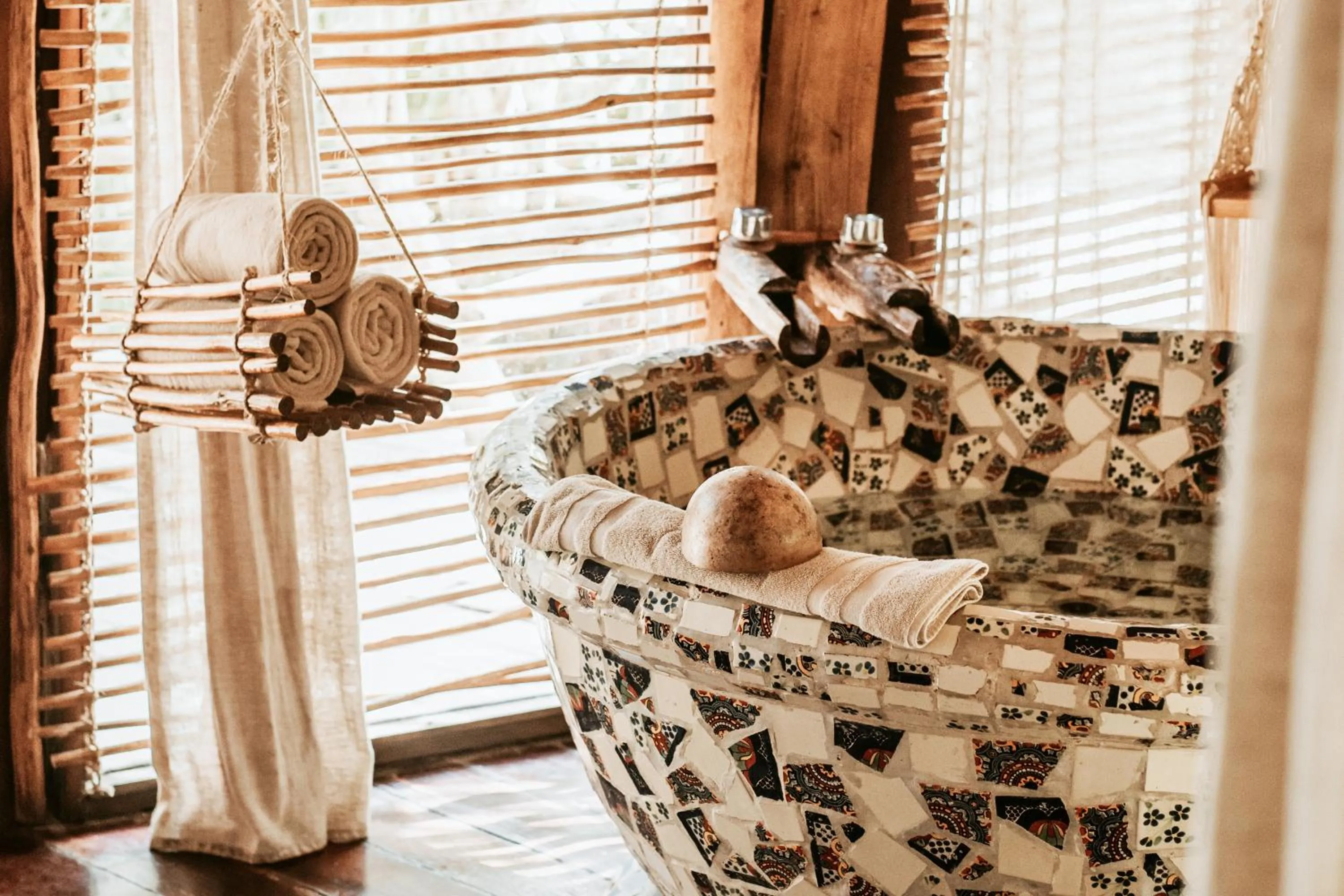 Bathroom, Bed in Azulik - Adults Only