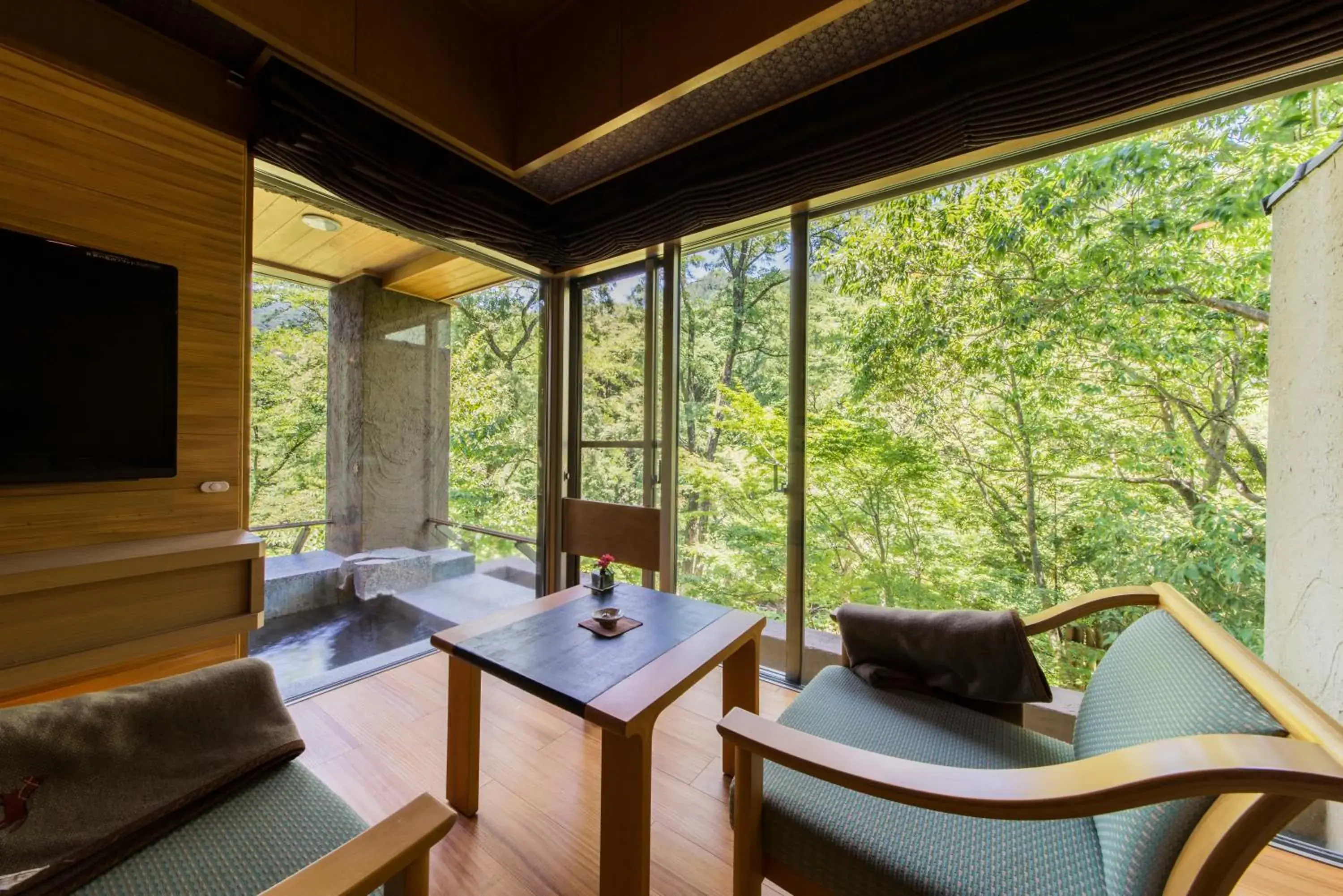 Room with Tatami Area and Open-Air Bath in Bettei Senjyuan Room with Tatami Area and Open-Air Bath in Bettei Senjyuan