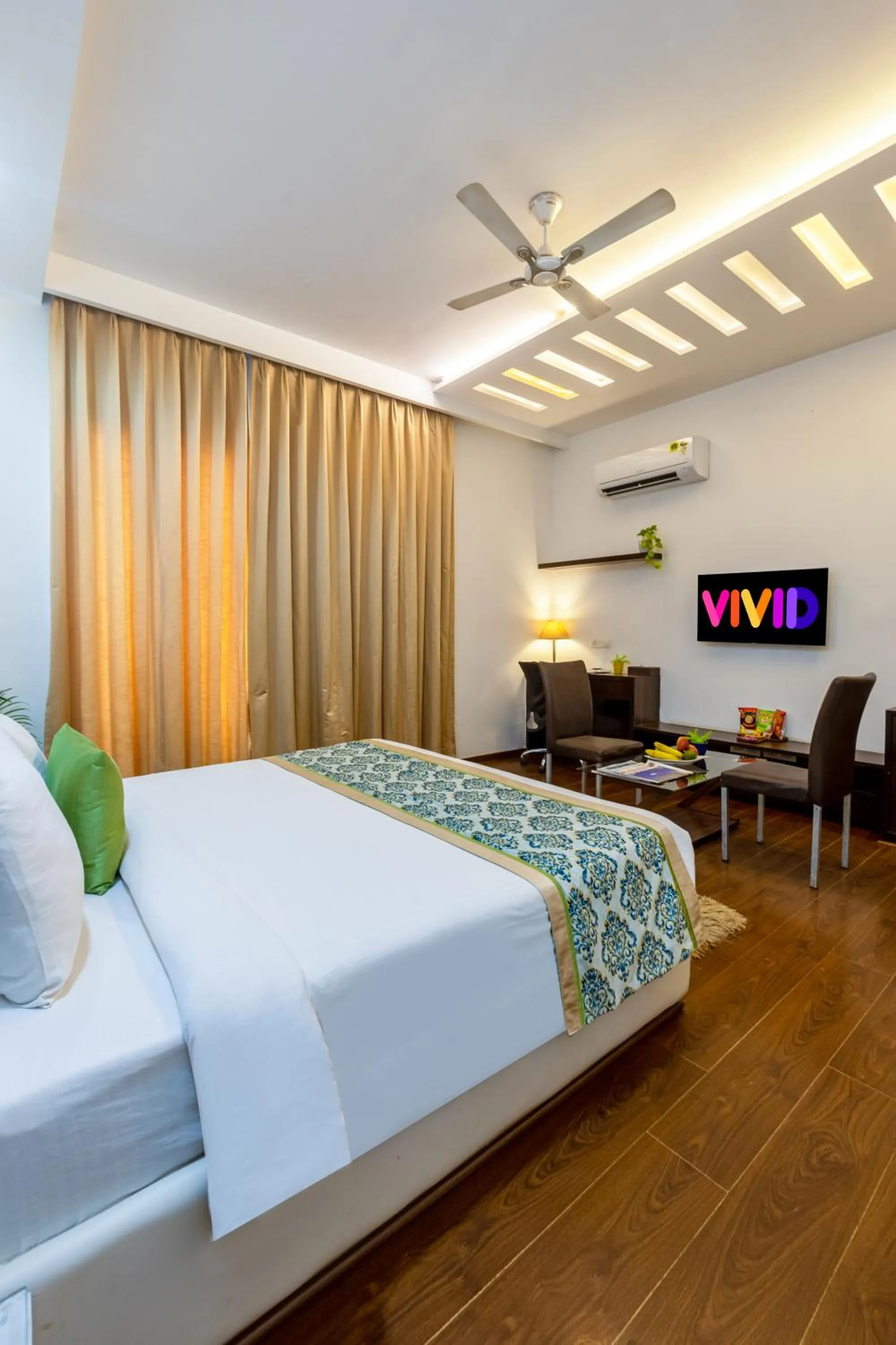 Seating area, Bed in Vivid Boutique Hotel, Medanta, Gurugram