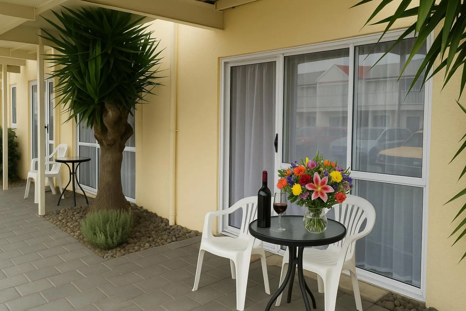 Balcony/Terrace in BK's Fountain Court Motel