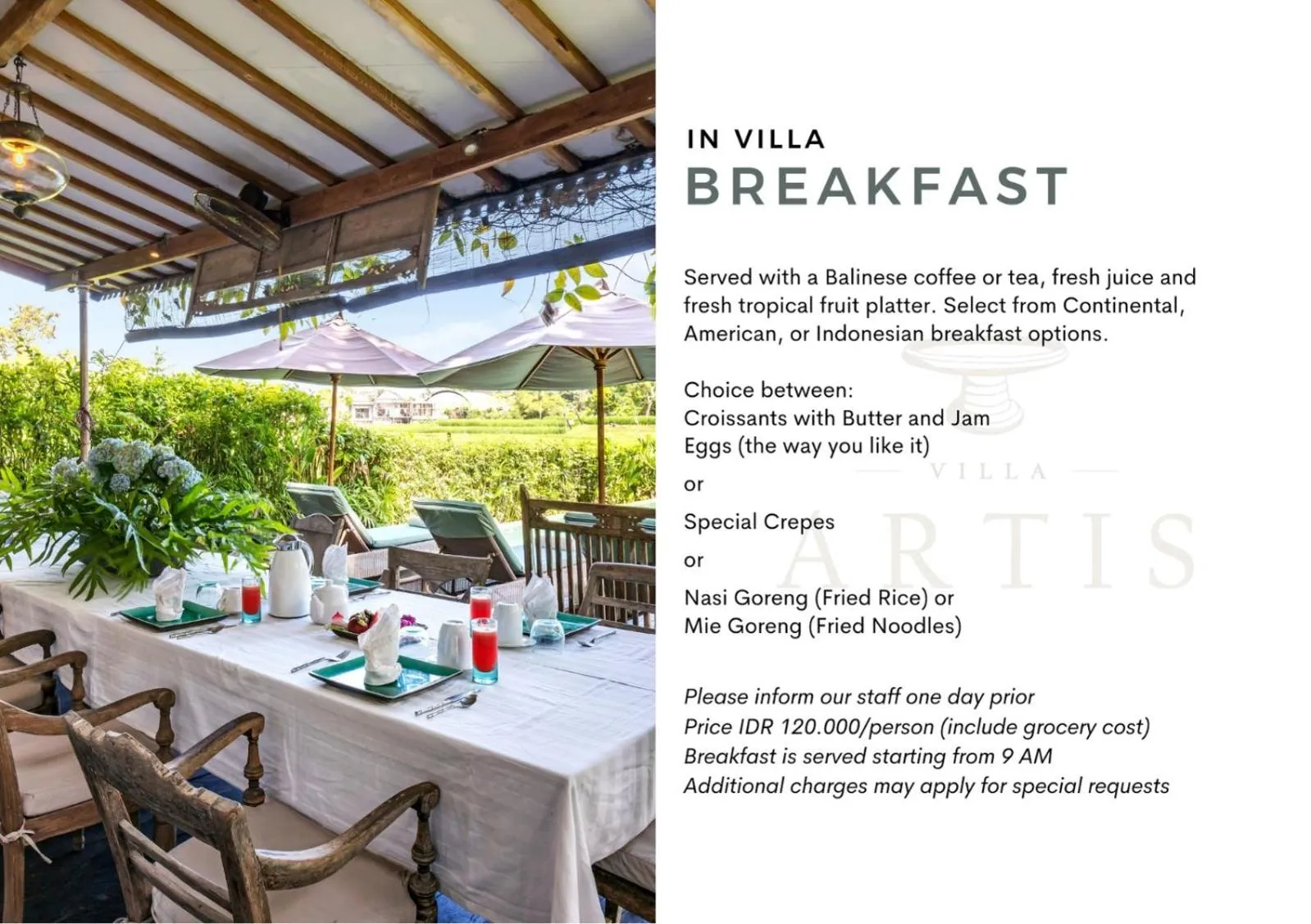 Breakfast in Villa Artis