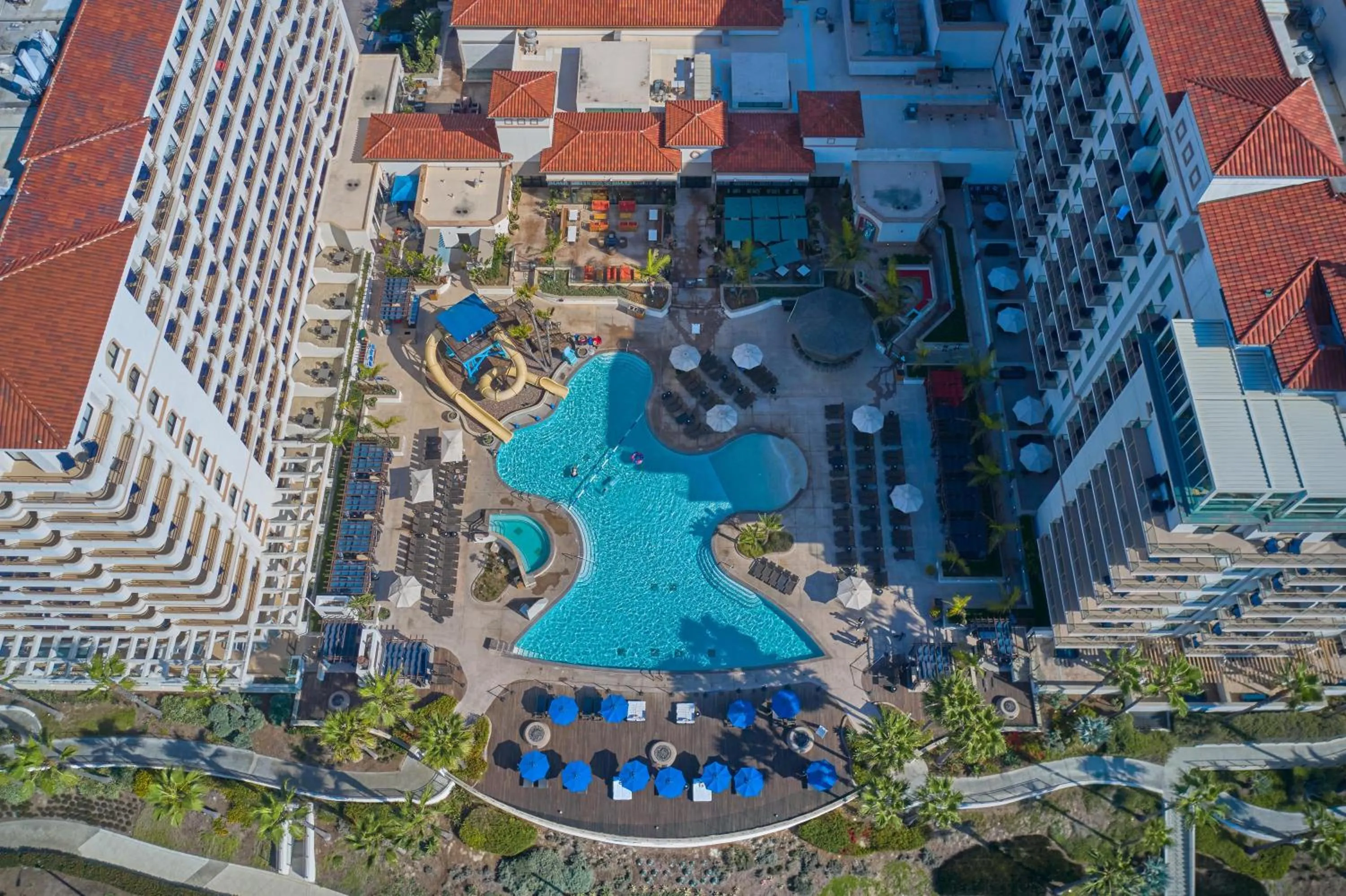 Pool view in The Waterfront Beach Resort, A Hilton Hotel