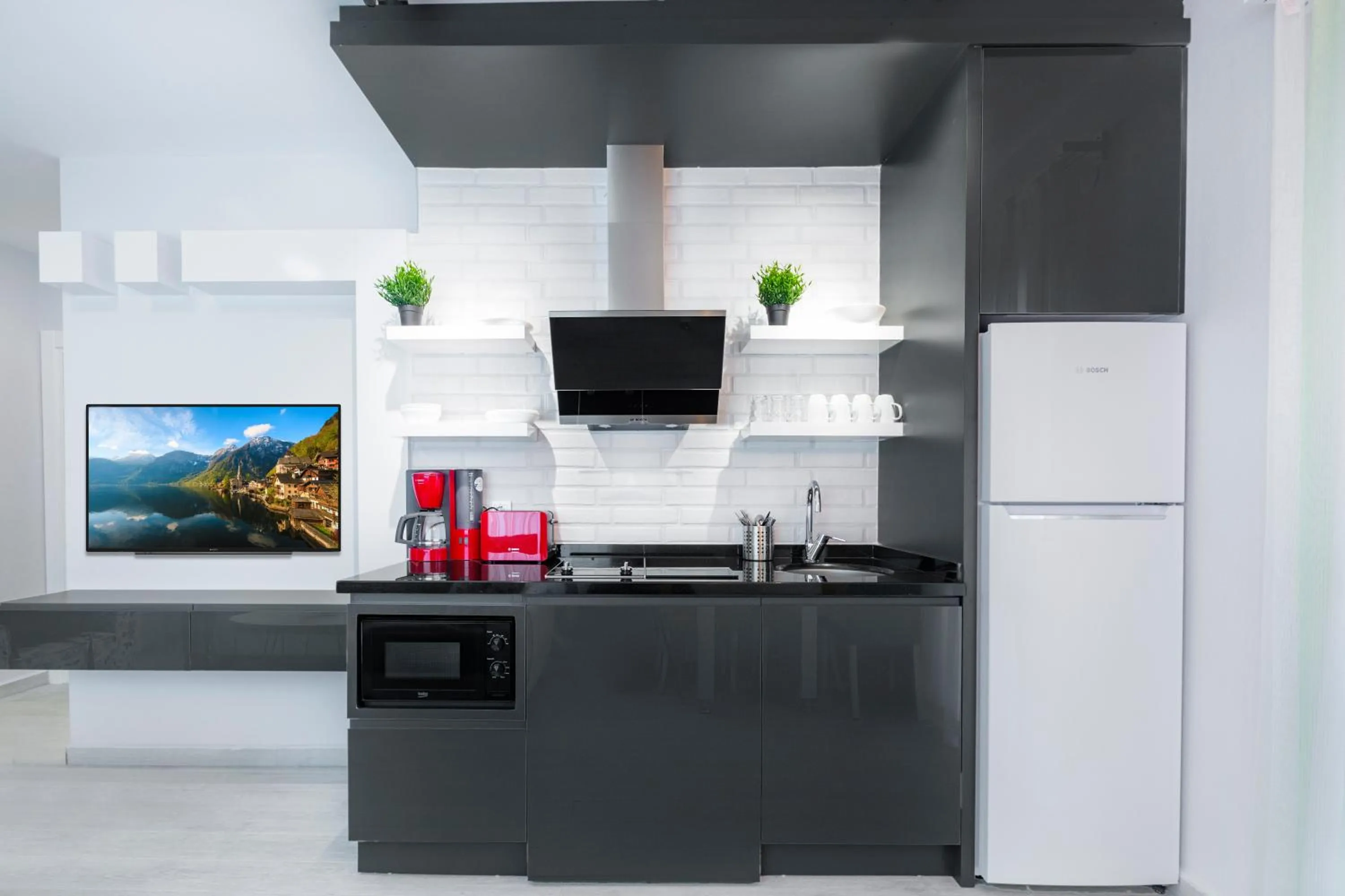 Kitchen or kitchenette in Twin Apart Hotel