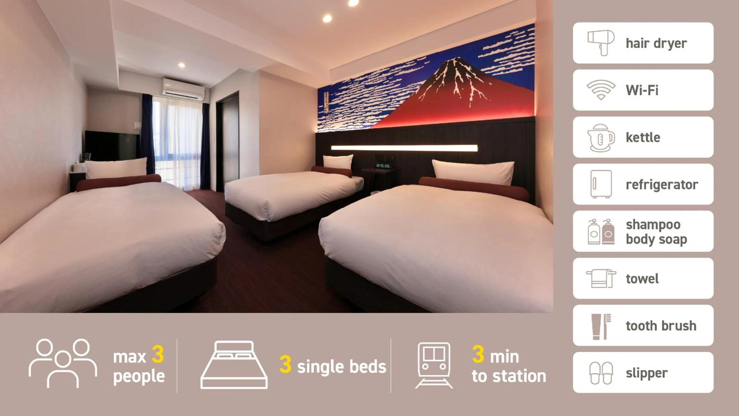 Triple Room - Non-Smoking in Kuromon Crystal Hotel