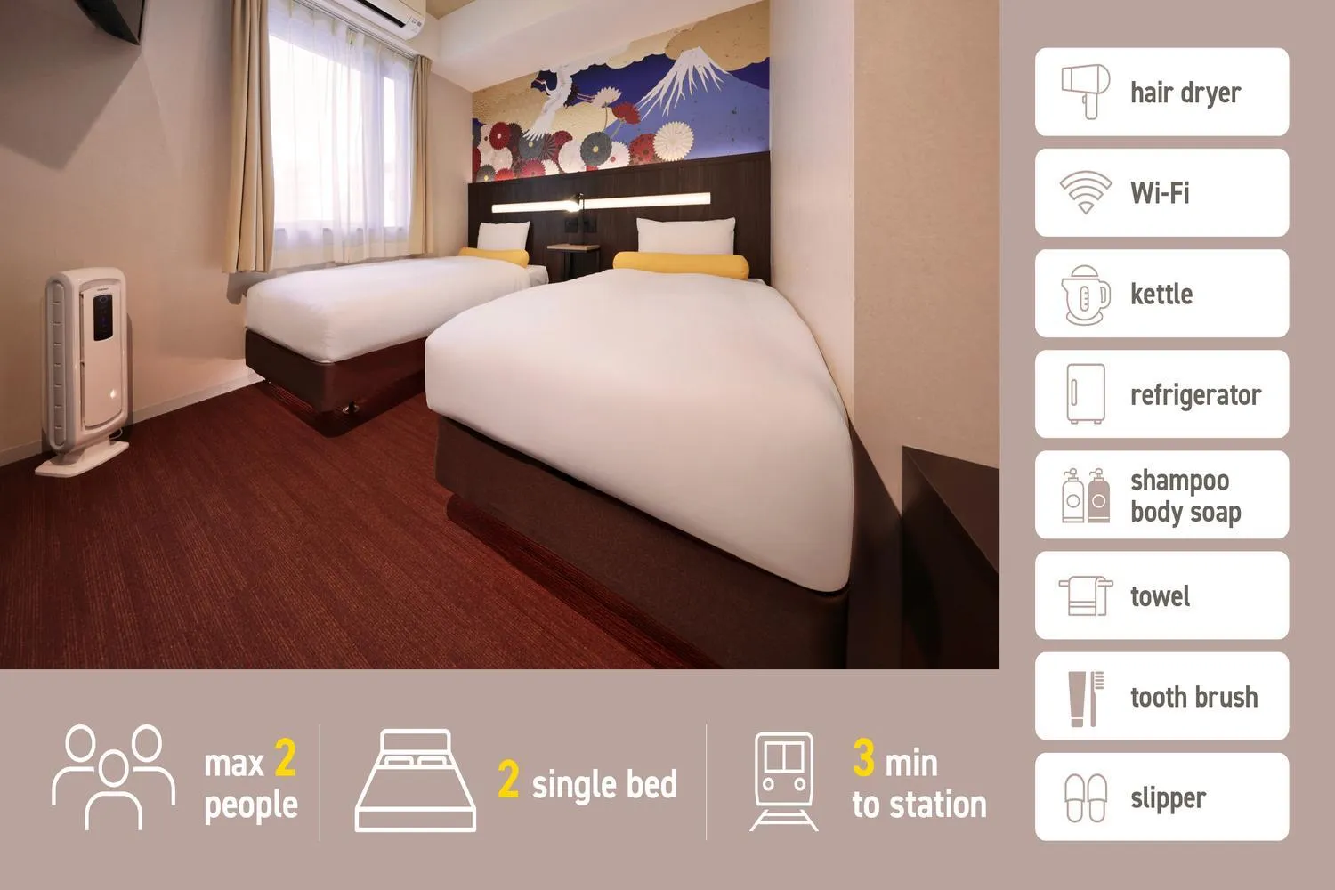 Bed in Kuromon Crystal Hotel