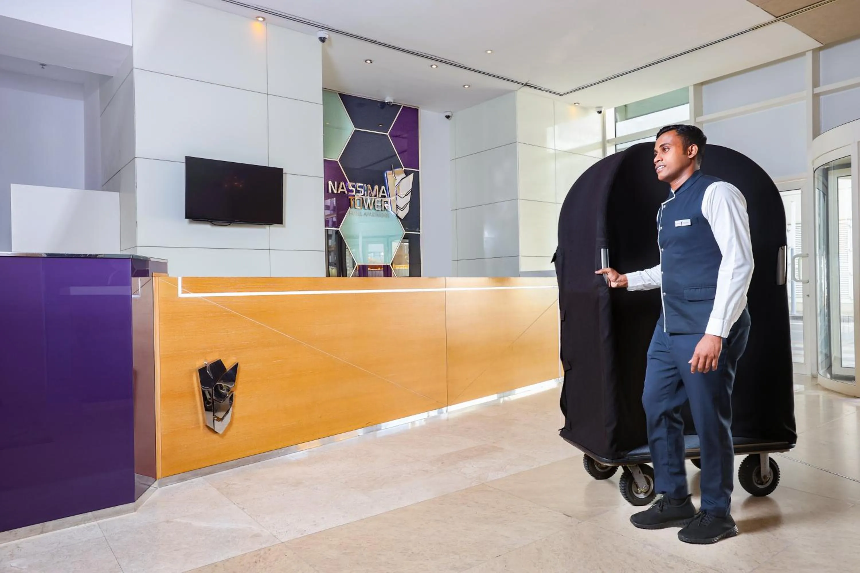 Lobby or reception in Nassima Tower Hotel Apartments