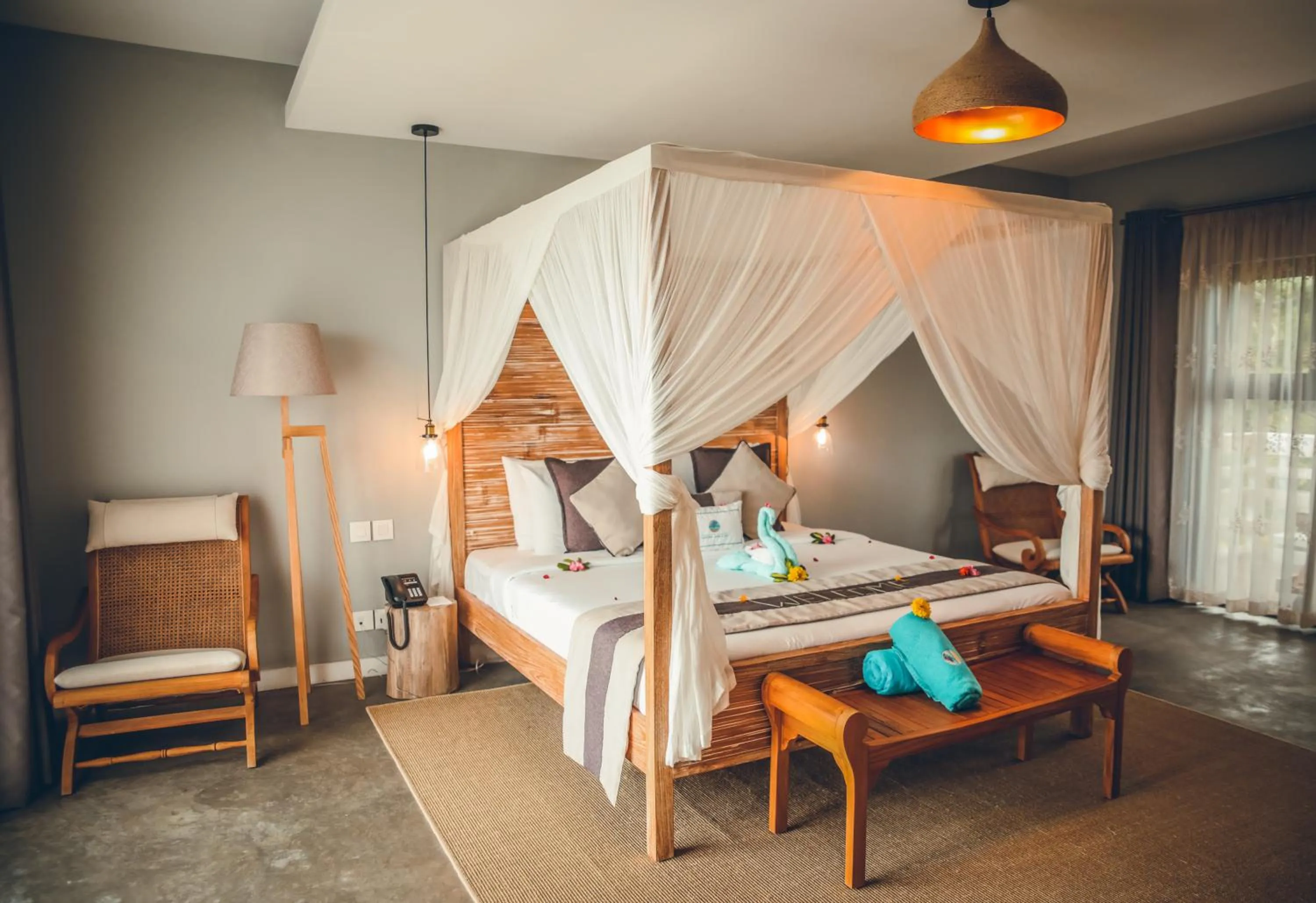 Bed in Hotel Chalets Chamarel