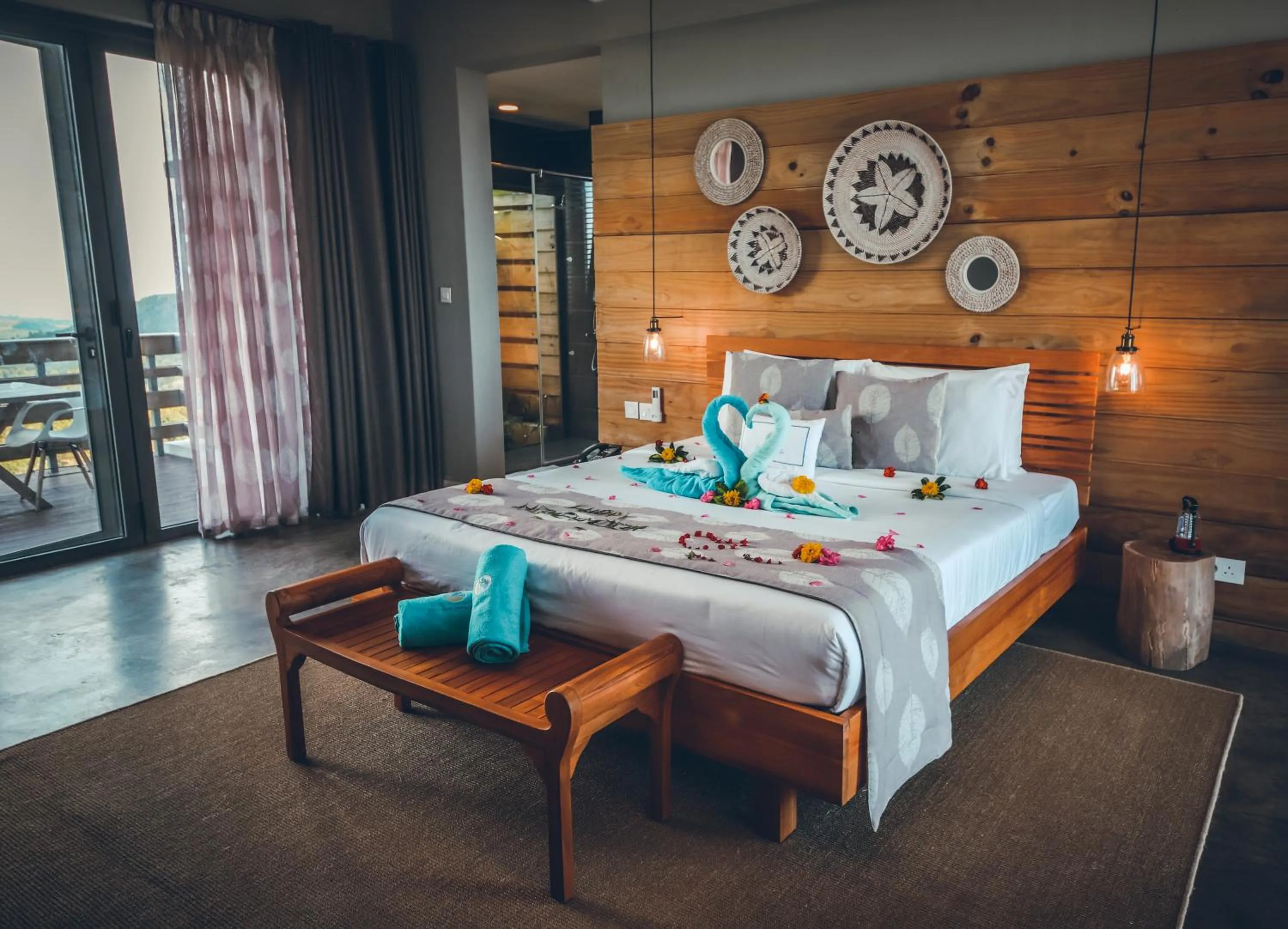 Bed in Hotel Chalets Chamarel