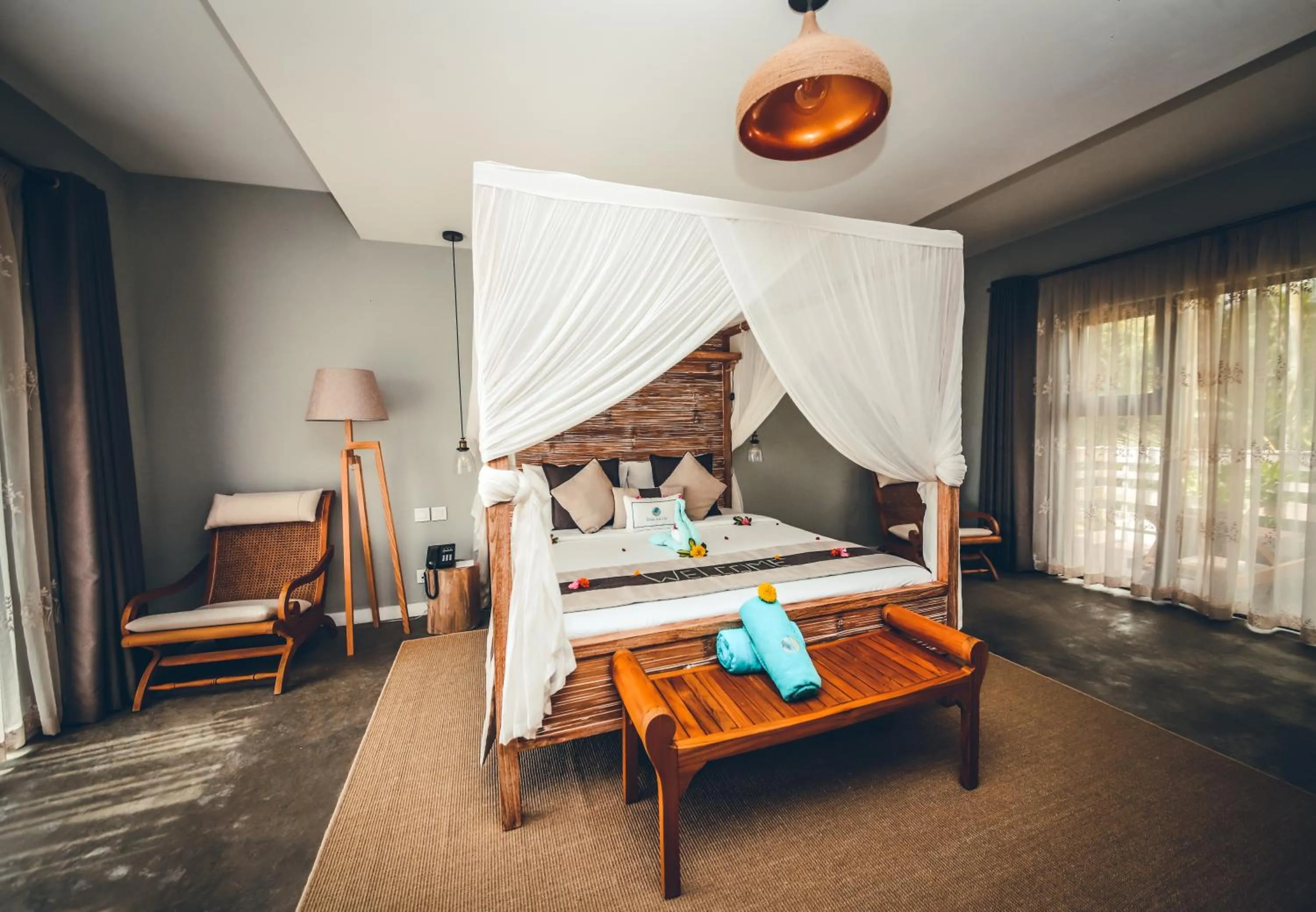 Bed in Hotel Chalets Chamarel