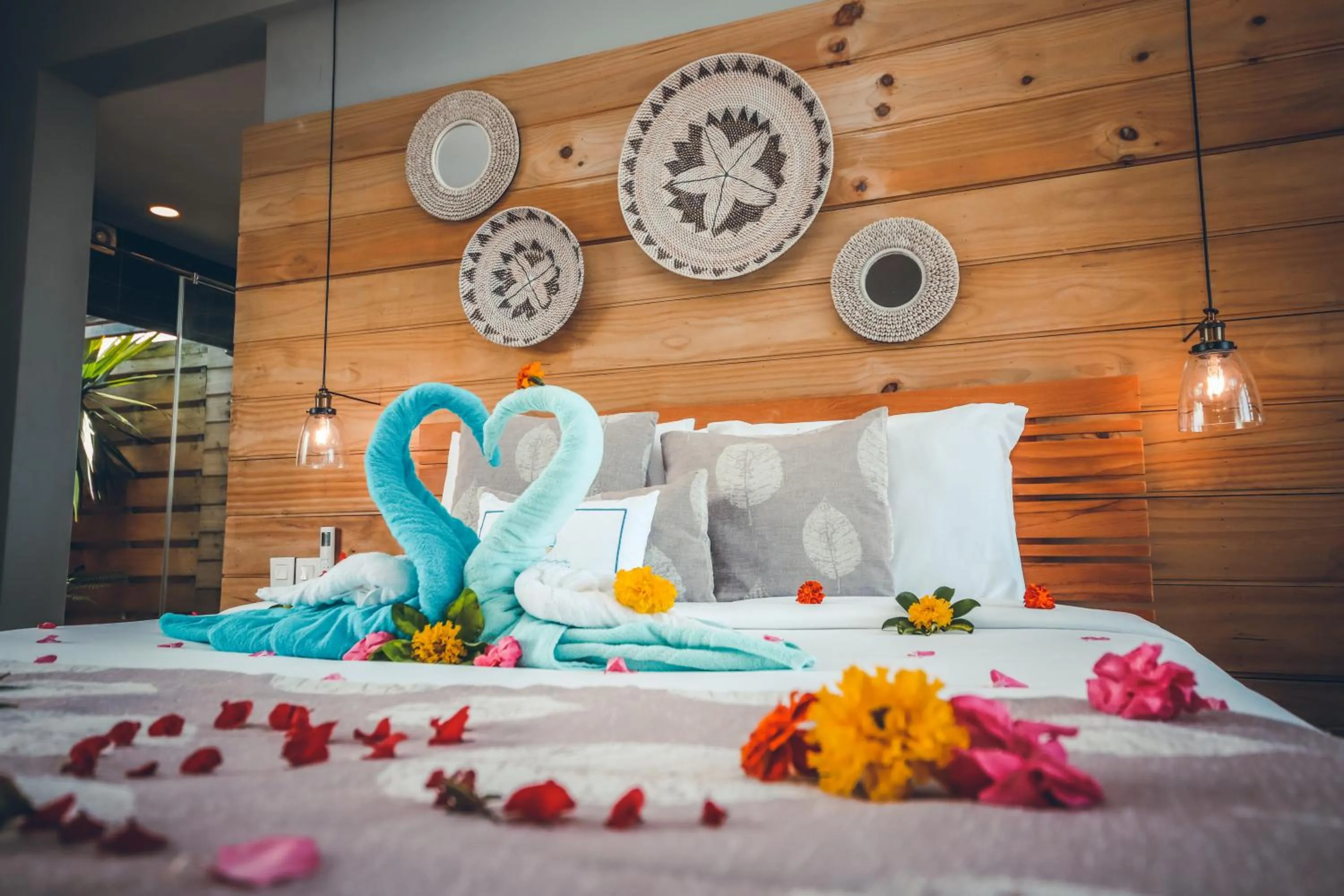 Bed in Hotel Chalets Chamarel