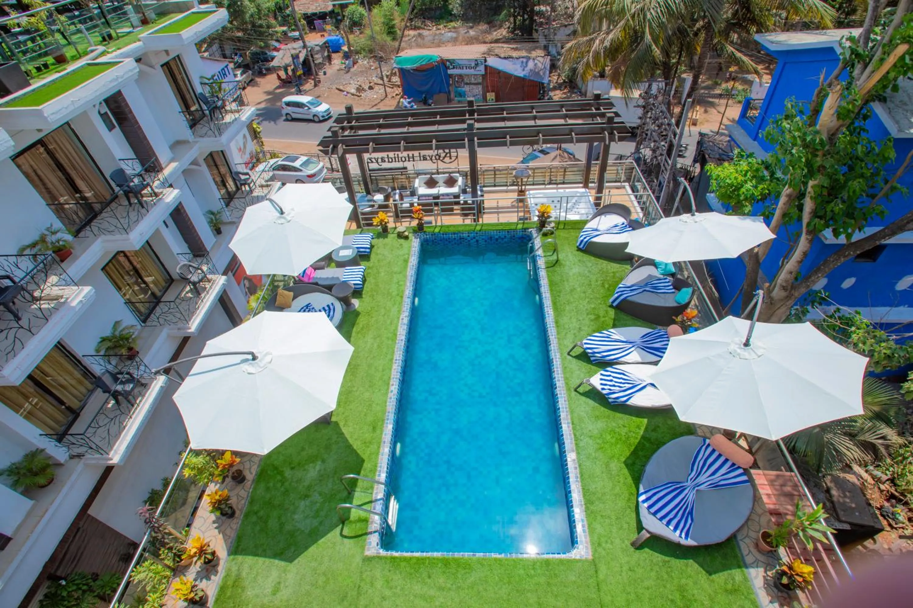 Pool view in Nitya Resort, Calangute