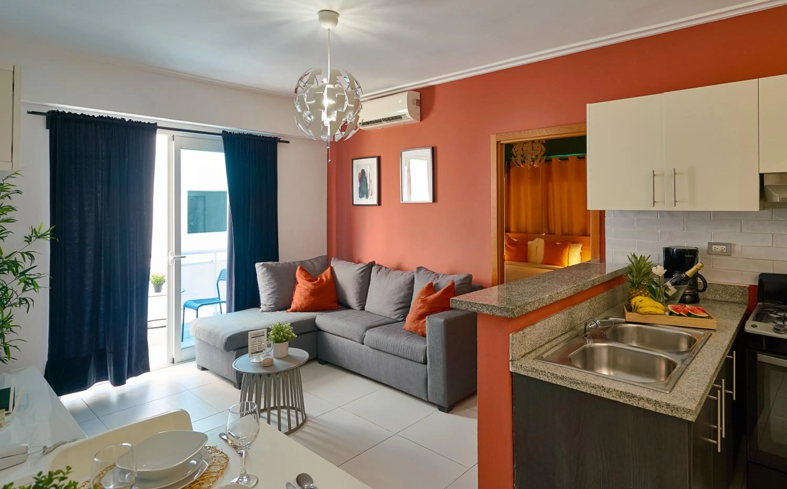 Living room in Central Park Tower