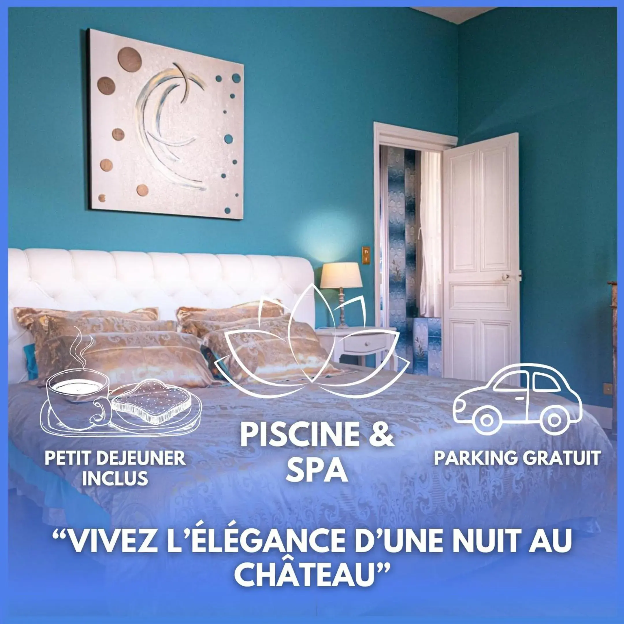 Blue Double Room - Main Building in Le Château des Tourelles en Vendée Blue Double Room - Main Building in Le Château des Tourelles en Vendée