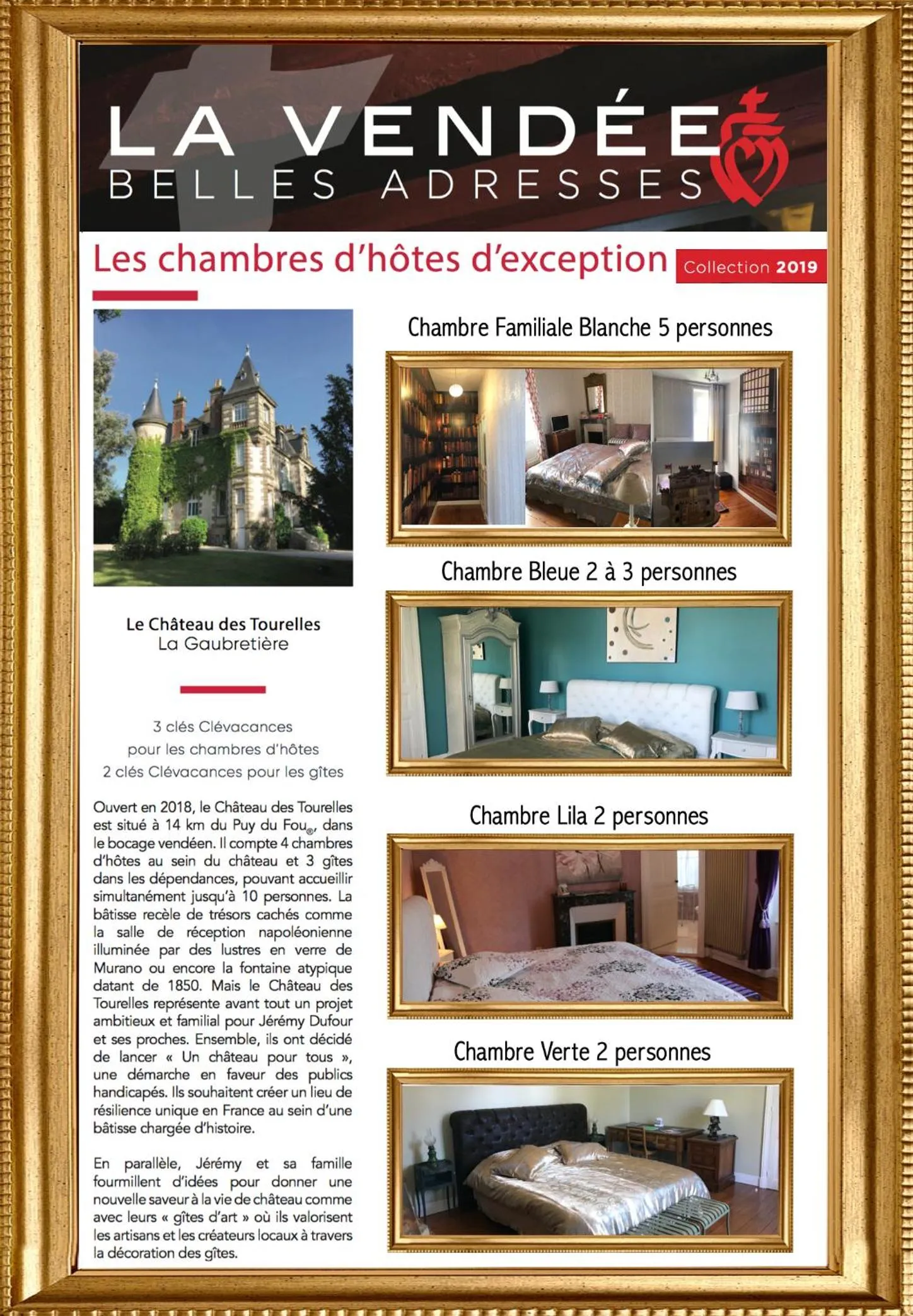 Certificate/Award in Le Château des Tourelles en Vendée