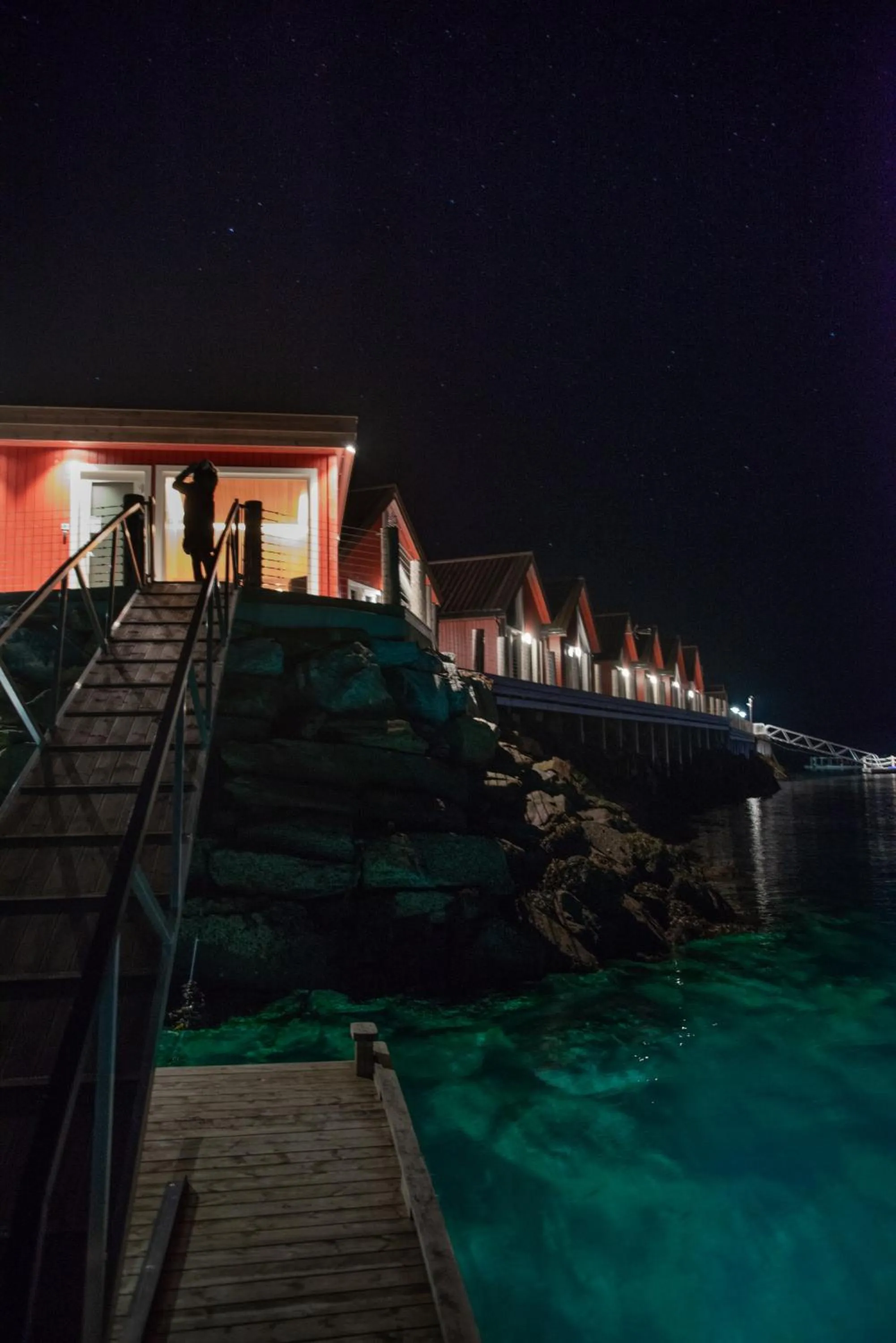 Night in Norsk Havbrukssenter - Rorbuer