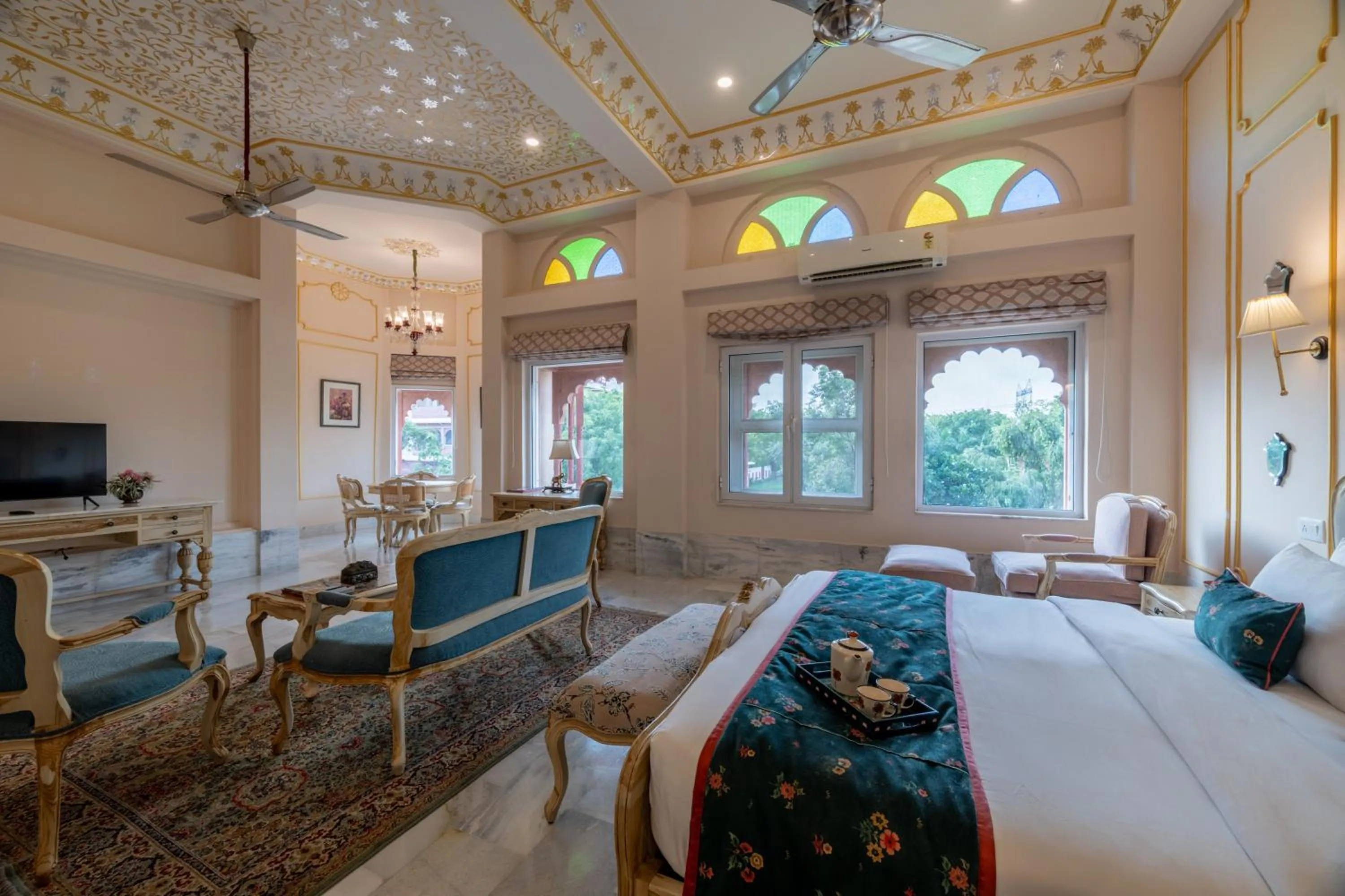 Bed in Umaid Palace - A Lakeside Resort - 25 minutes from Mehandipur Balaji - 20 minutes from Chand Baori Stepwell Abhaneri & 40 minutes from Bhangarh Fort