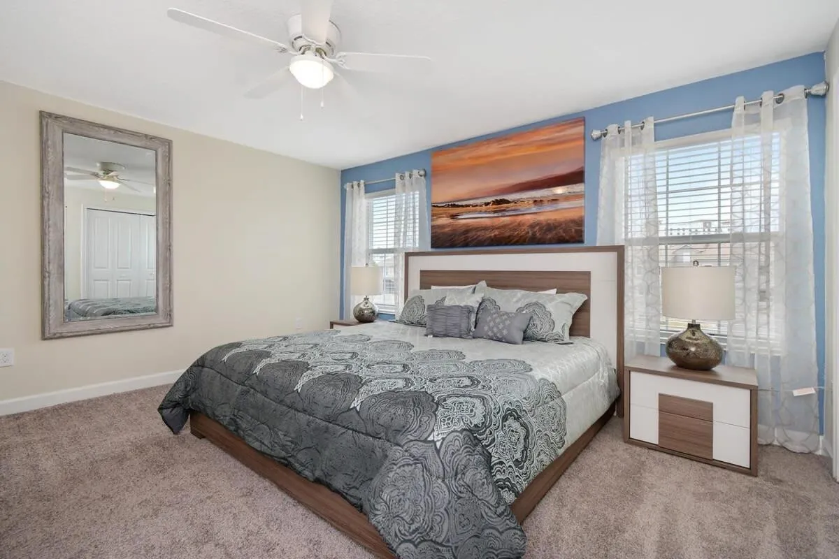 Bed in Four Bedrooms close to Disney w Pool 4898
