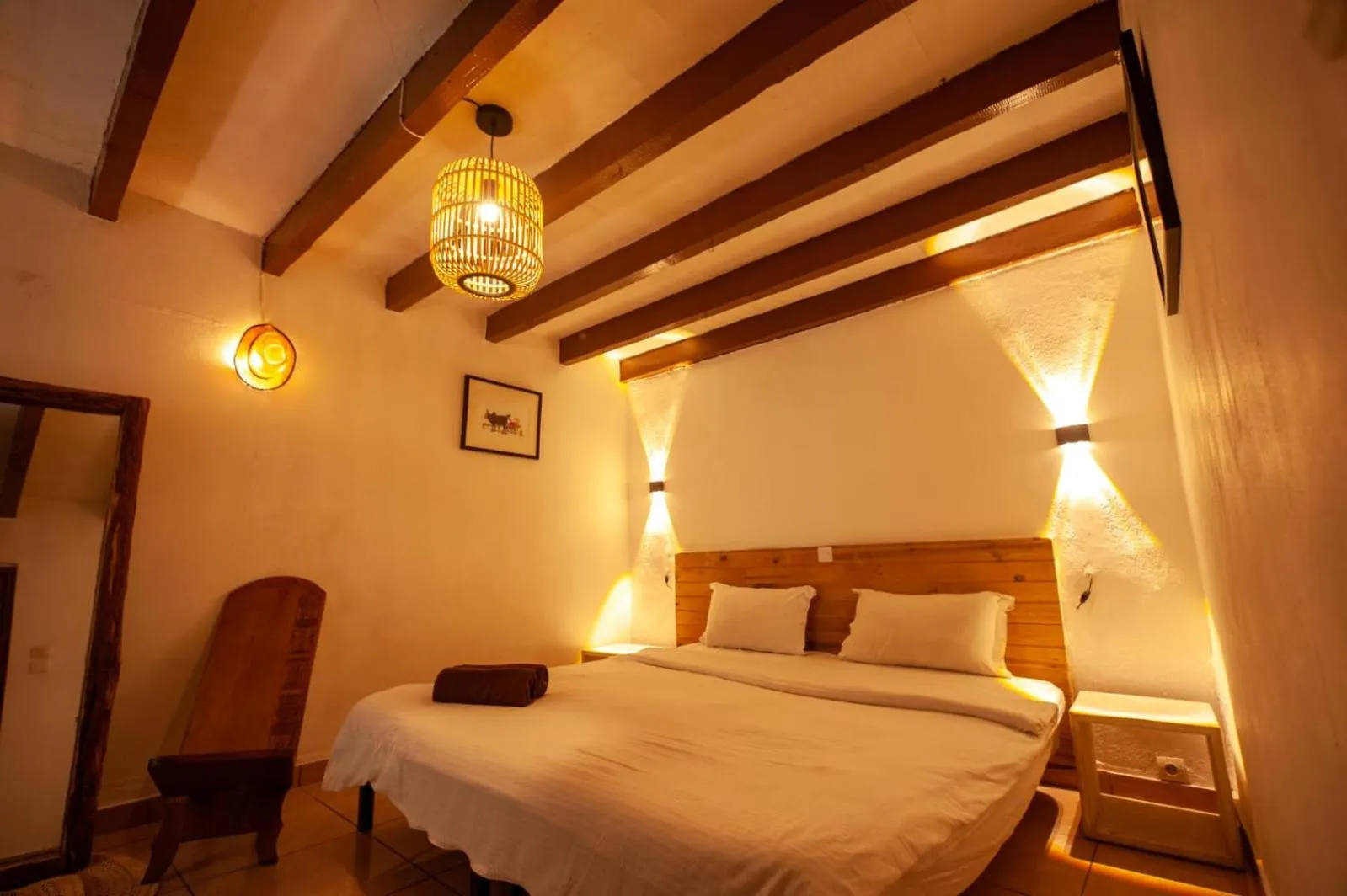 Bed in Hôtel Restaurant La Ribaudière