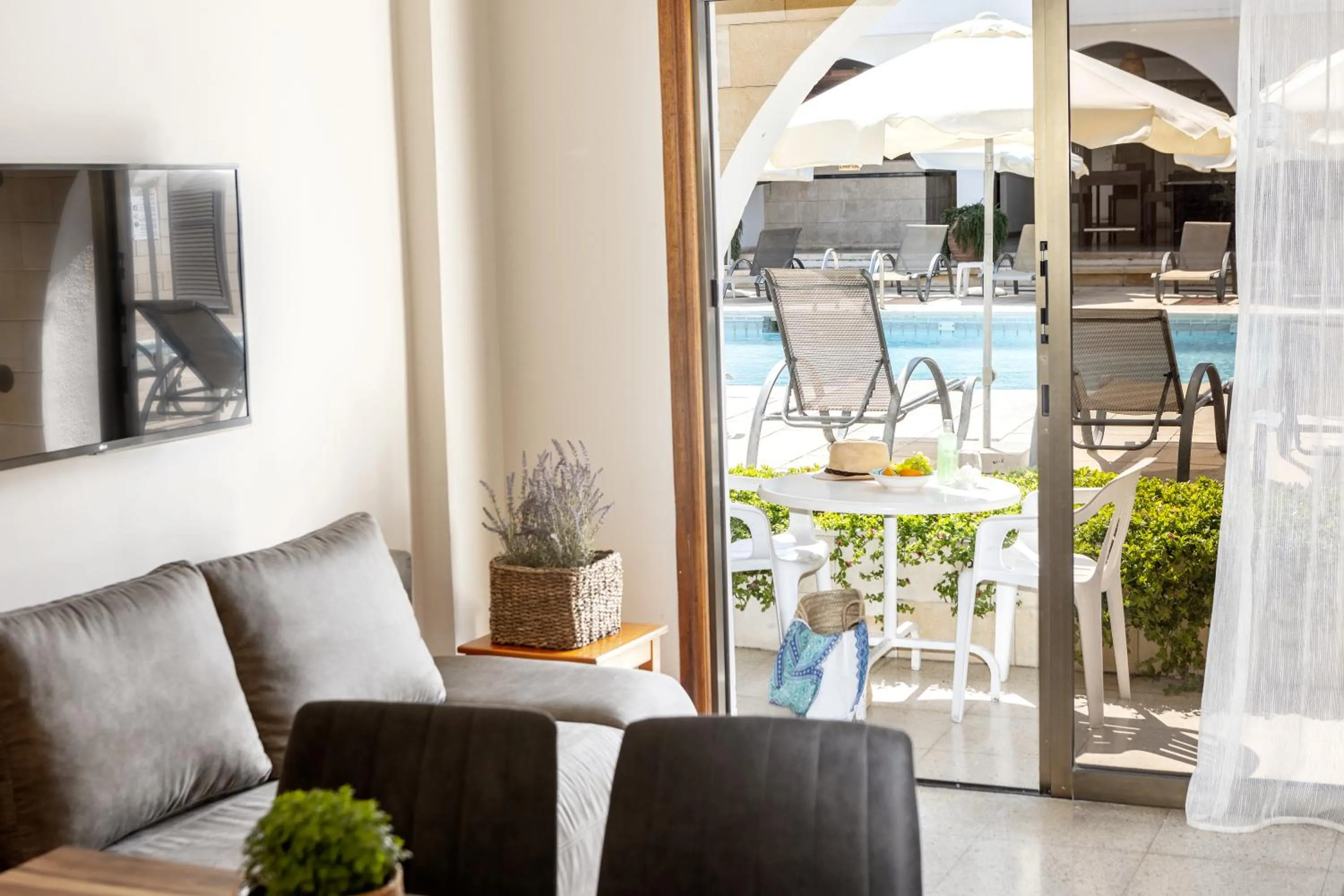 Pool view in Stephanos Hotel Apartments